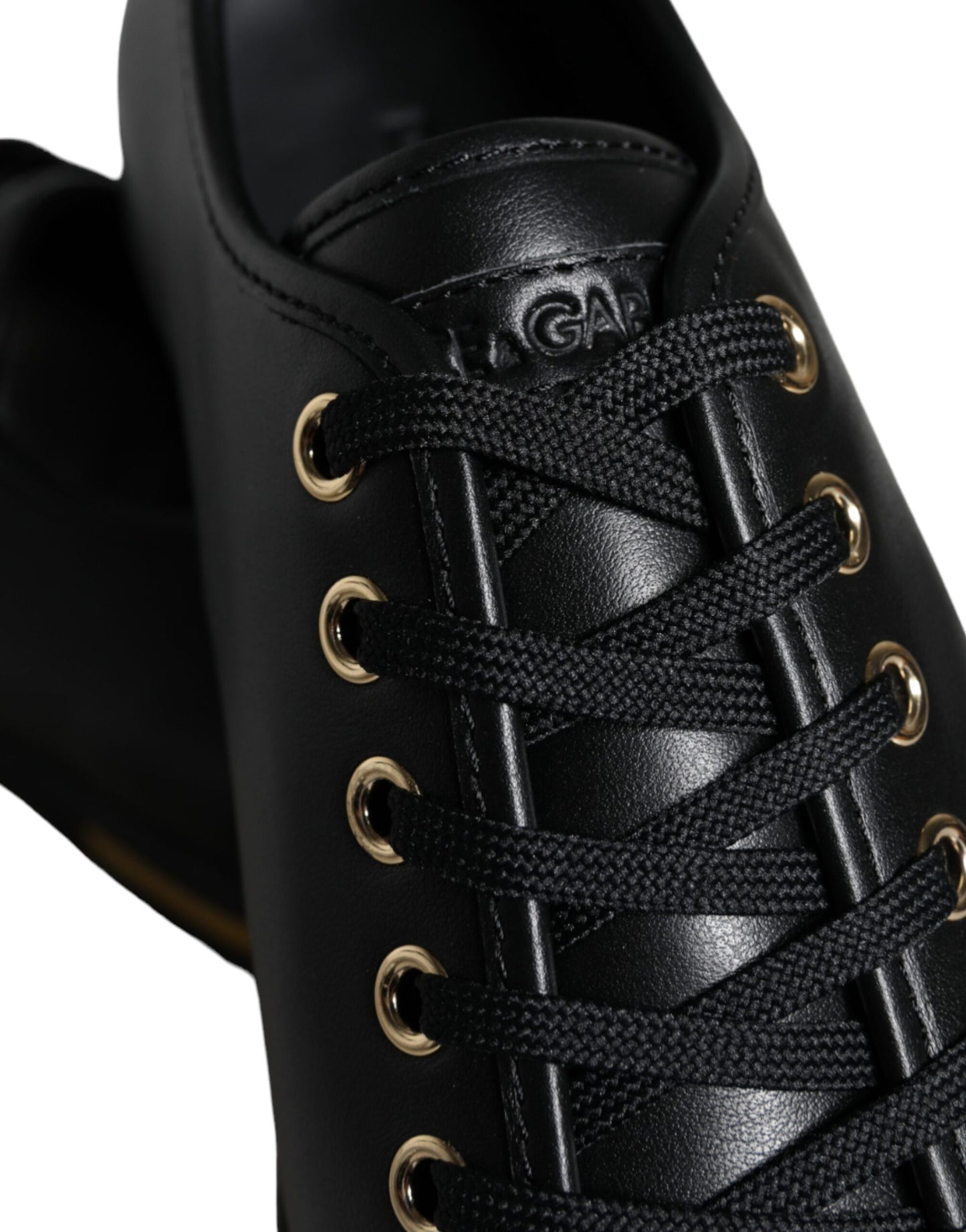 Dolce &amp; Gabbana Black Gold Leather Classic Sneakers Shoes