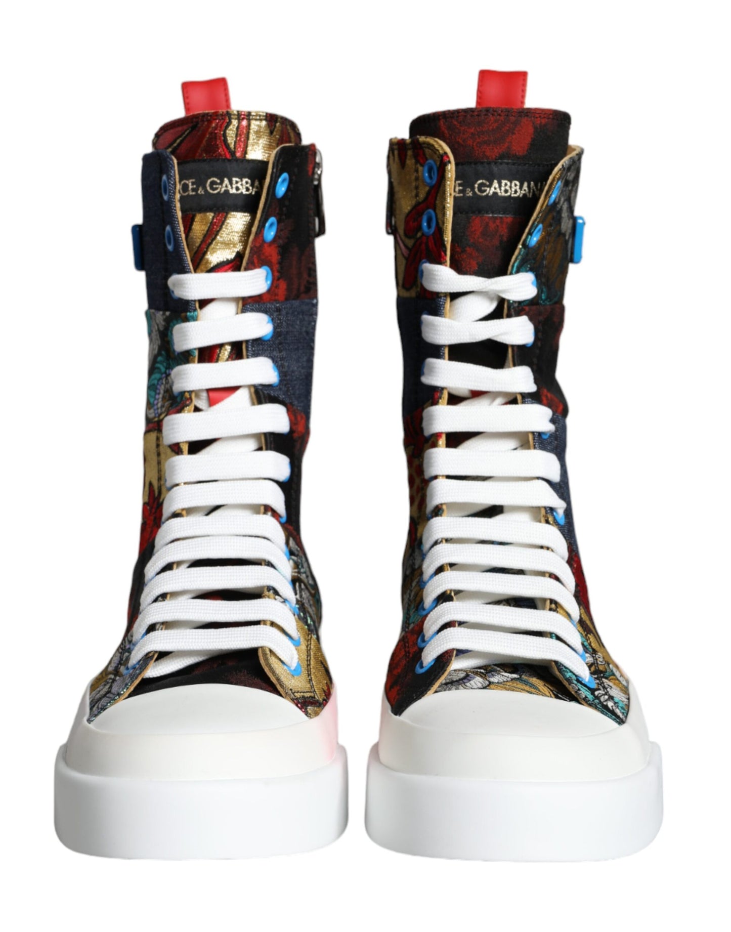 Dolce &amp; Gabbana Multicolor Patchwork Logo High Top Sneakers Shoes