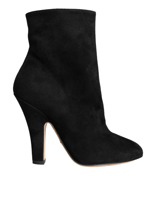 Dolce &amp; Gabbana Black Suede Mid Calf Boots Shoes