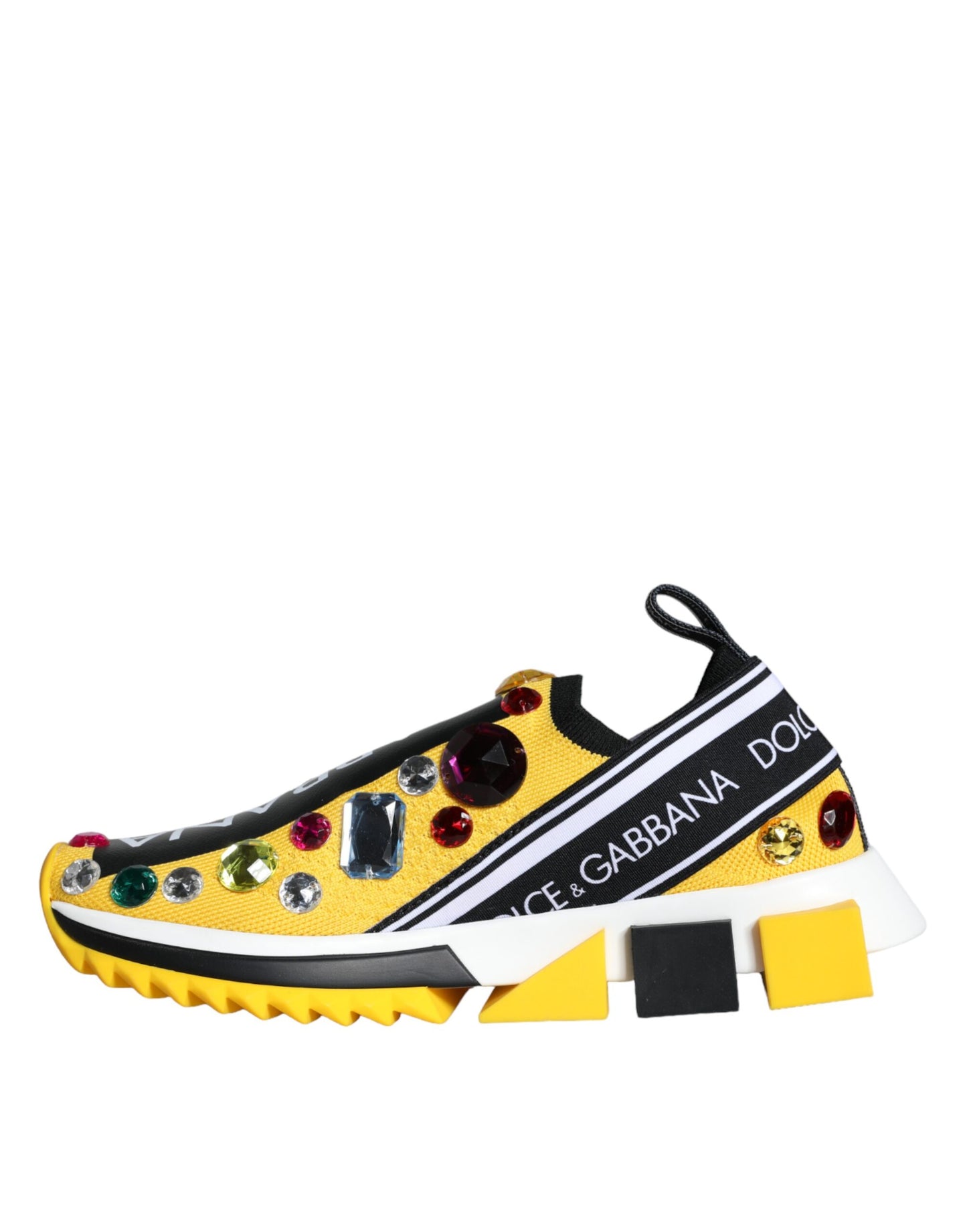 Dolce &amp; Gabbana Yellow Sorrento Crystals Sneakers Women Shoes