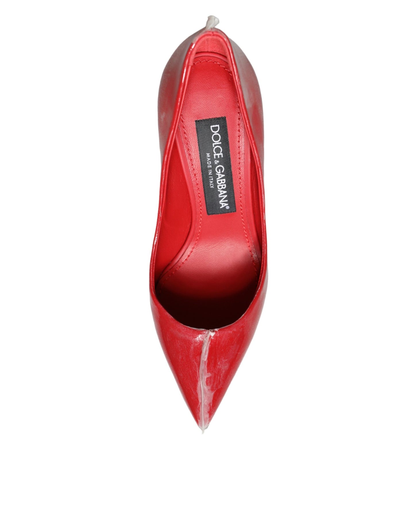 Dolce &amp; Gabbana Red Patent Leather Faux Pearl Heels Pumps Shoes