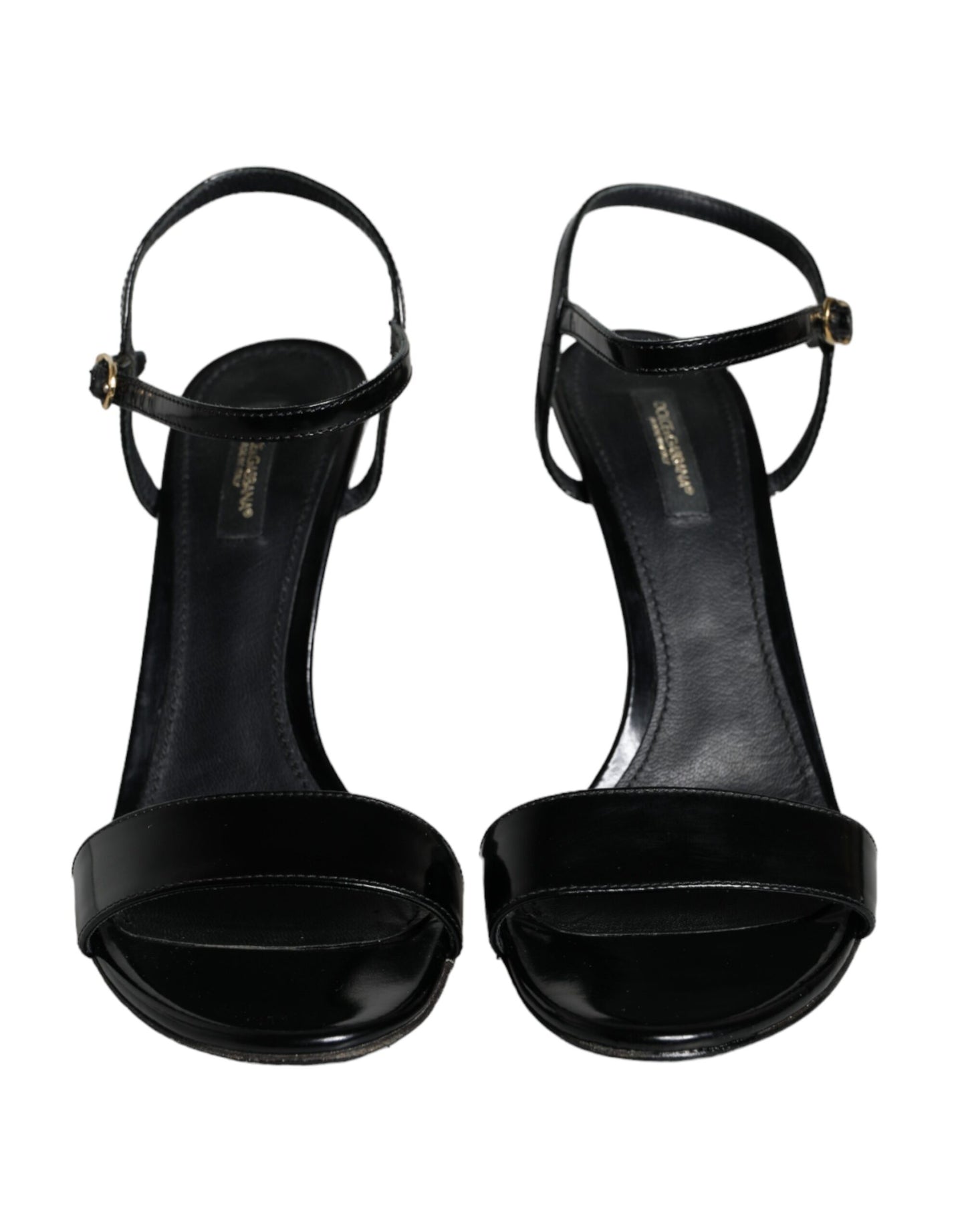 Dolce &amp; Gabbana Black KEIRA Leather Heels Sandals Shoes