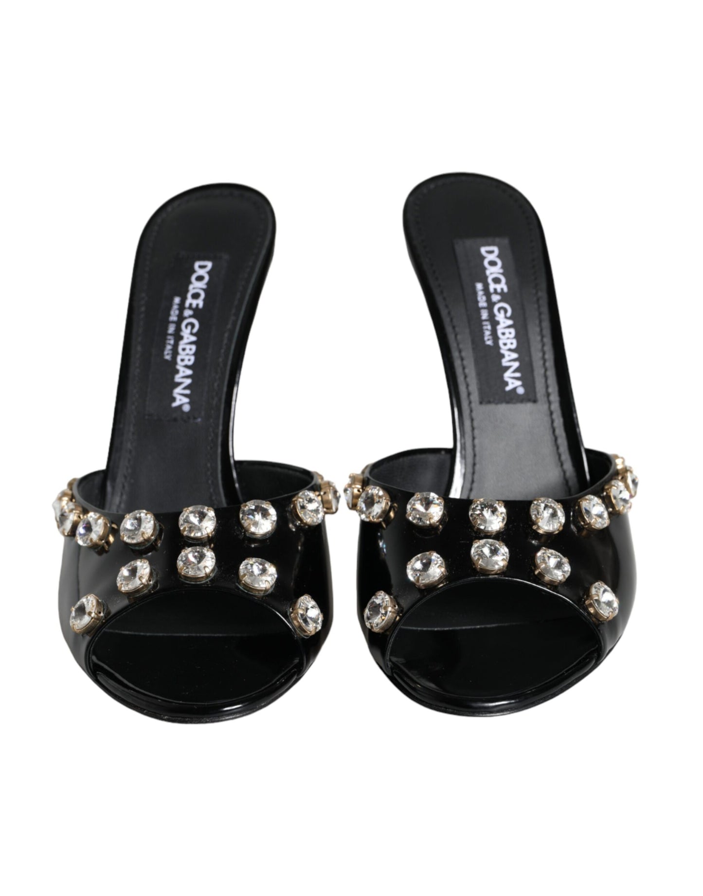 Dolce &amp; Gabbana Black Crystal Heels Keira Sandals Shoes