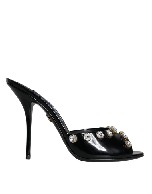 Dolce &amp; Gabbana Black Crystal Heels Keira Sandals -kengät