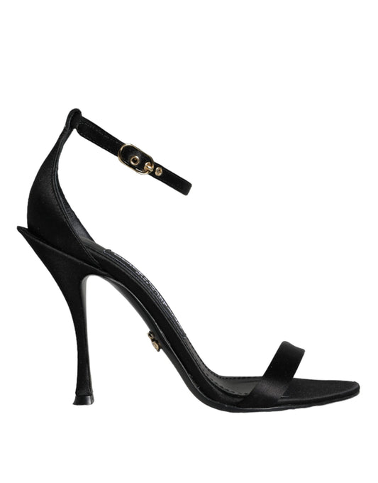 Dolce &amp; Gabbana Black KEIRA Heels Strappy Sandals Shoes