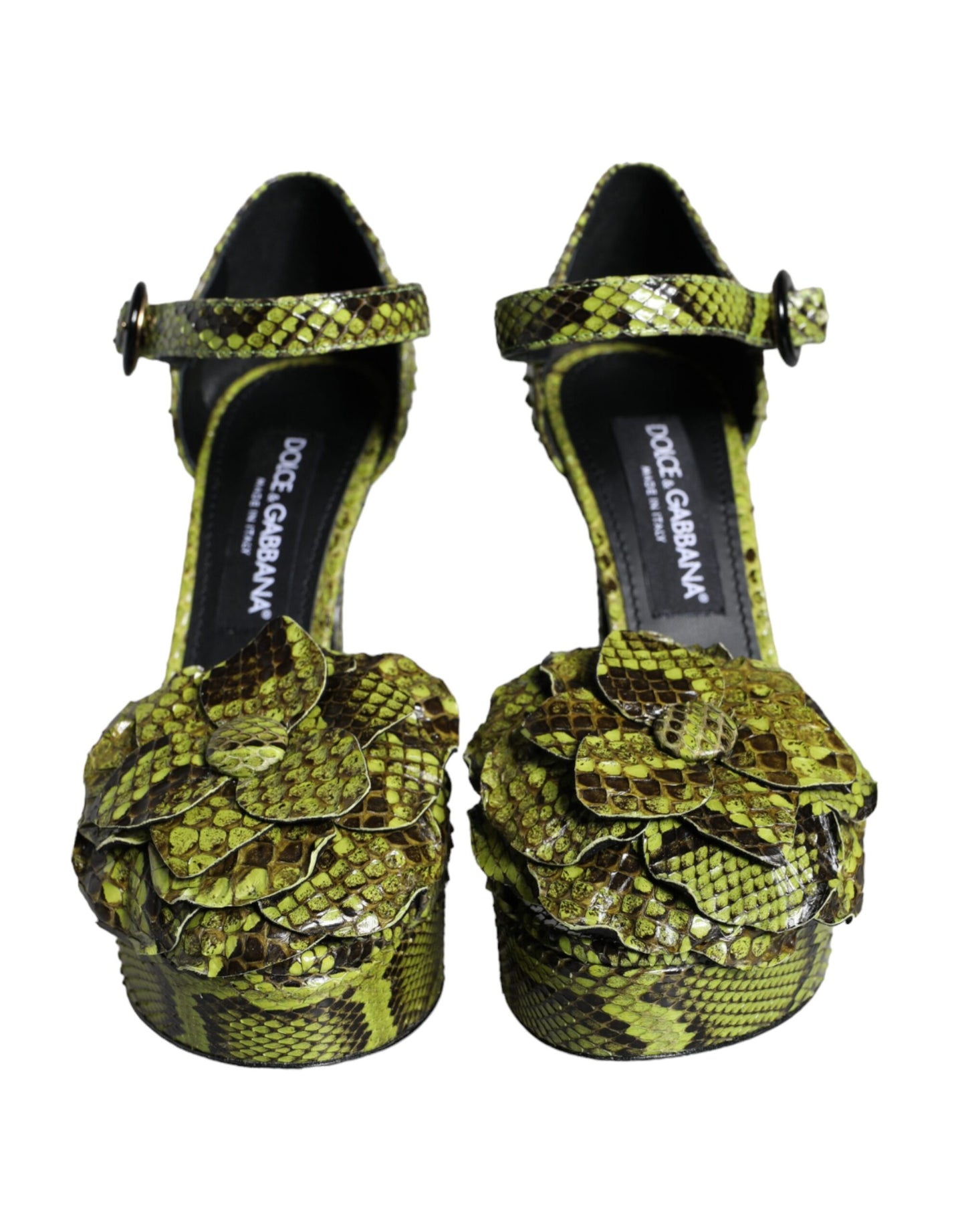 Dolce &amp; Gabbana Green Exotic Leather Ankle Strap Heels Sandals Shoes