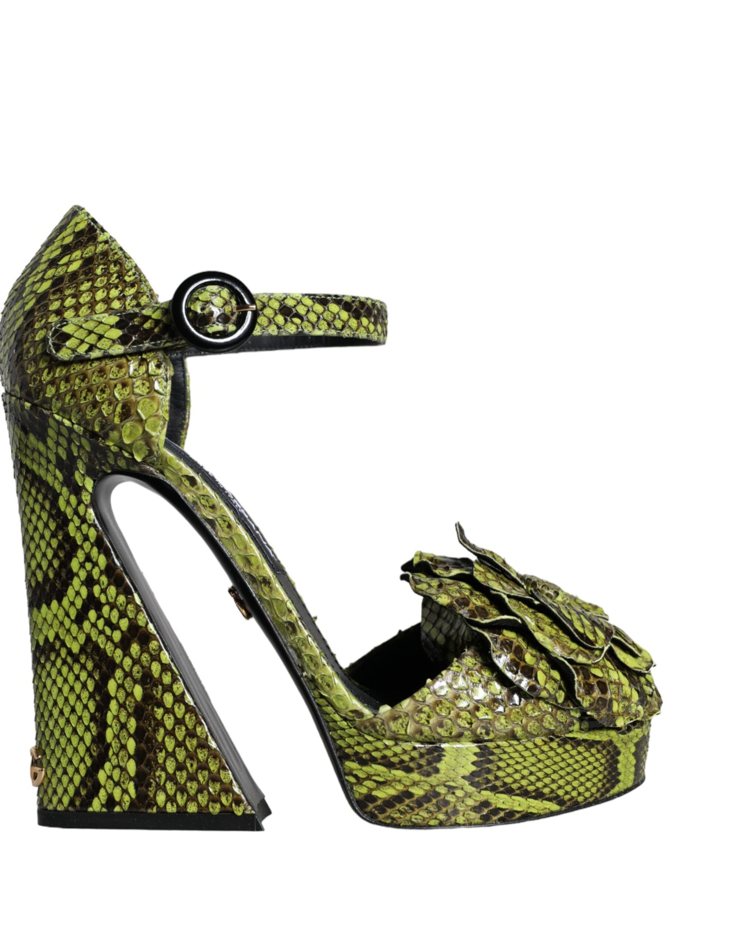 Dolce &amp; Gabbana Green Exotic Leather Ankle Strap Heels Sandals Shoes