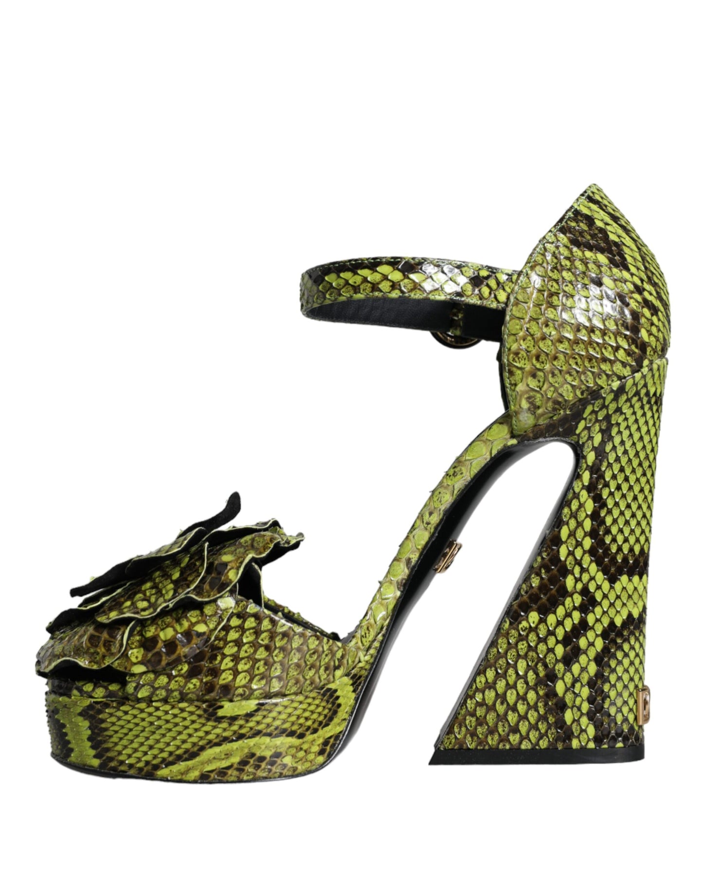 Dolce &amp; Gabbana Green Exotic Leather Ankle Strap Heels Sandals Shoes