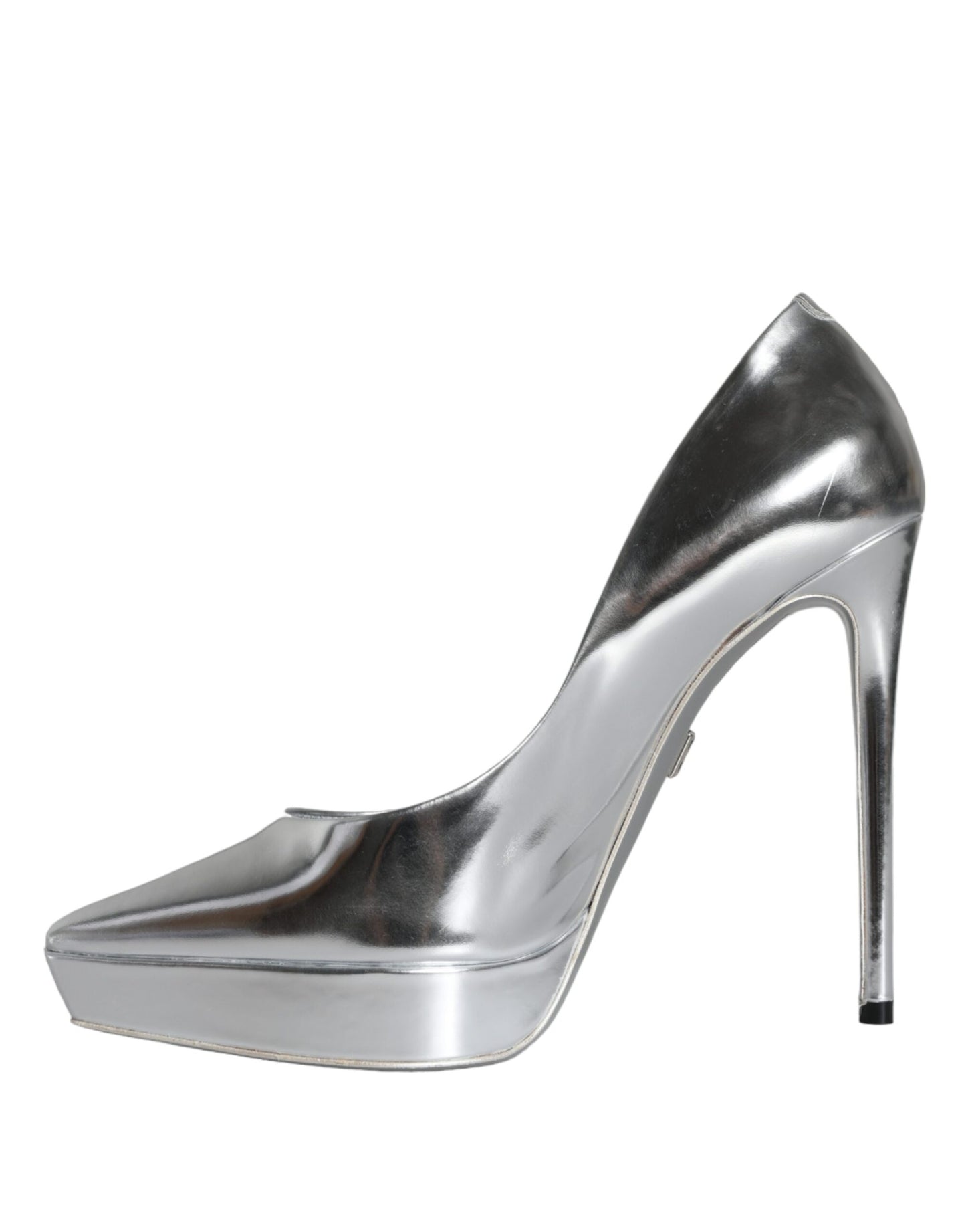 Dolce &amp; Gabbana Silver Leather Platform Heels Pumps -kengät