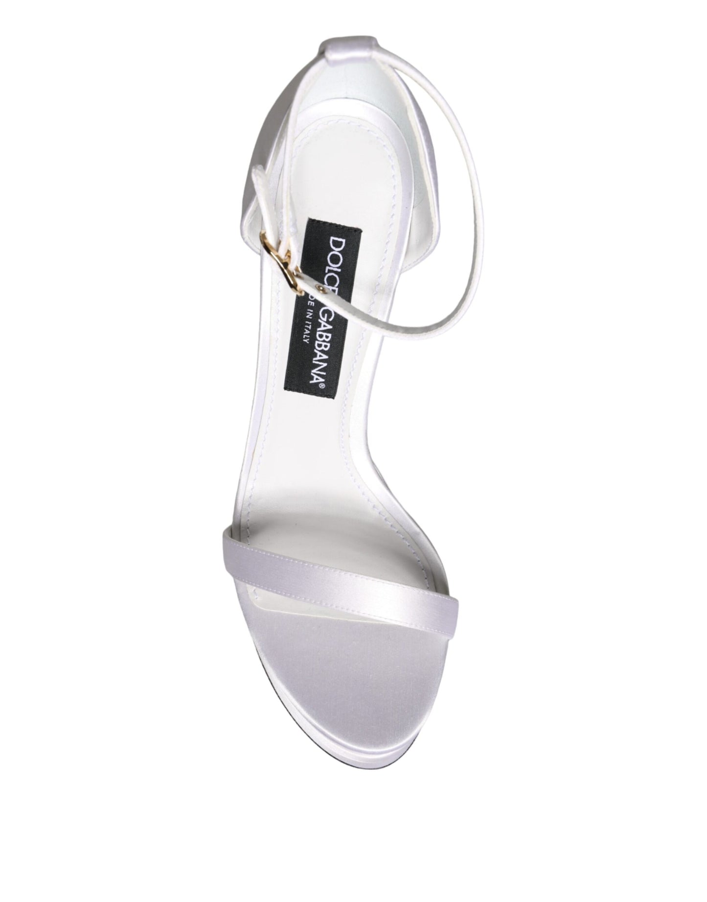 Dolce &amp; Gabbana White Keira Satin Strappy Sandals -kengät