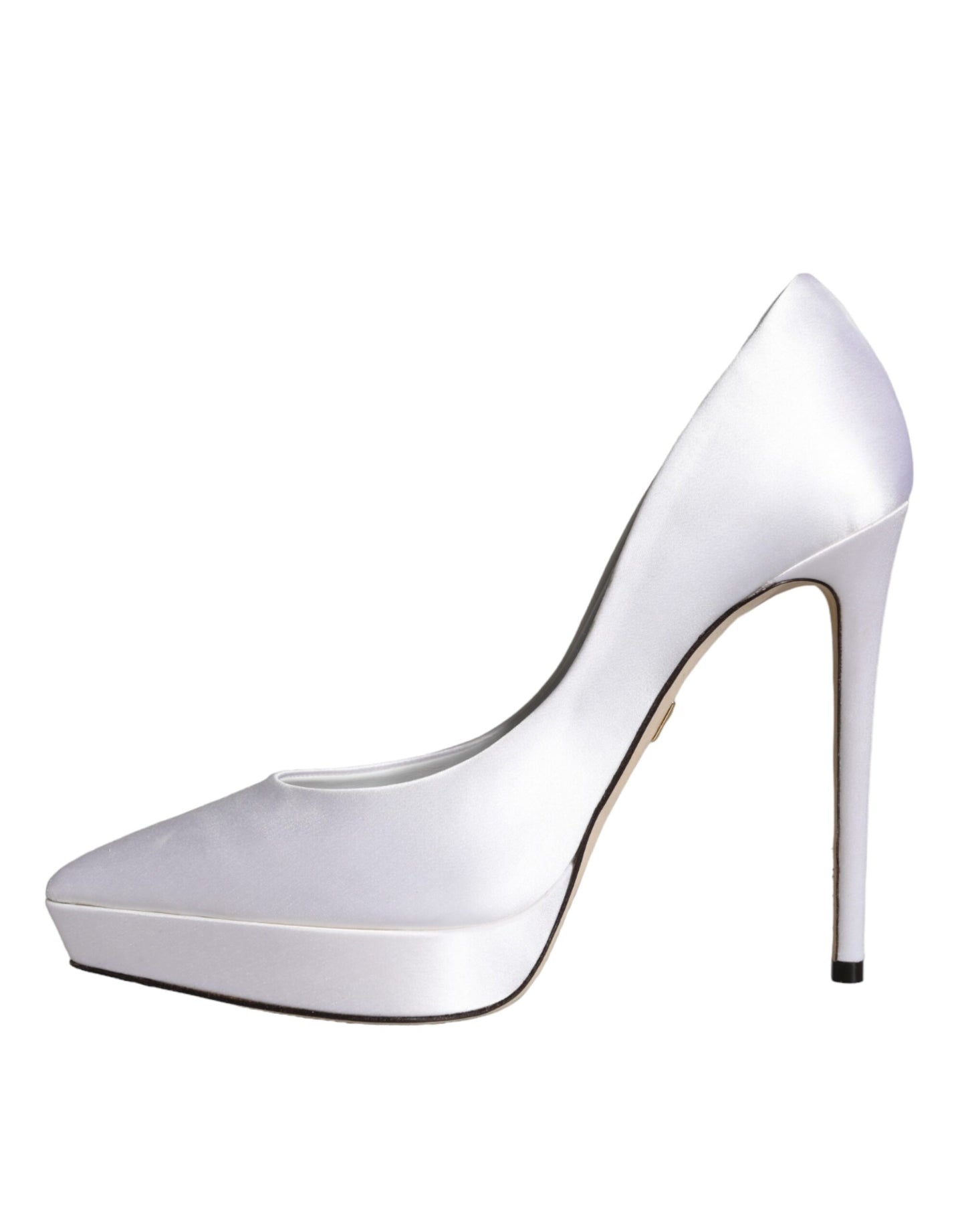 Dolce &amp; Gabbana White Satin Platform High Heels Pumps -kengät