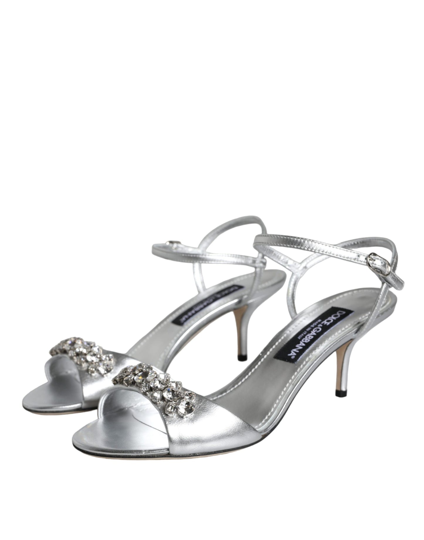 Dolce &amp; Gabbana Silver Crystal AnkleStrap Keira Sandals -kengät