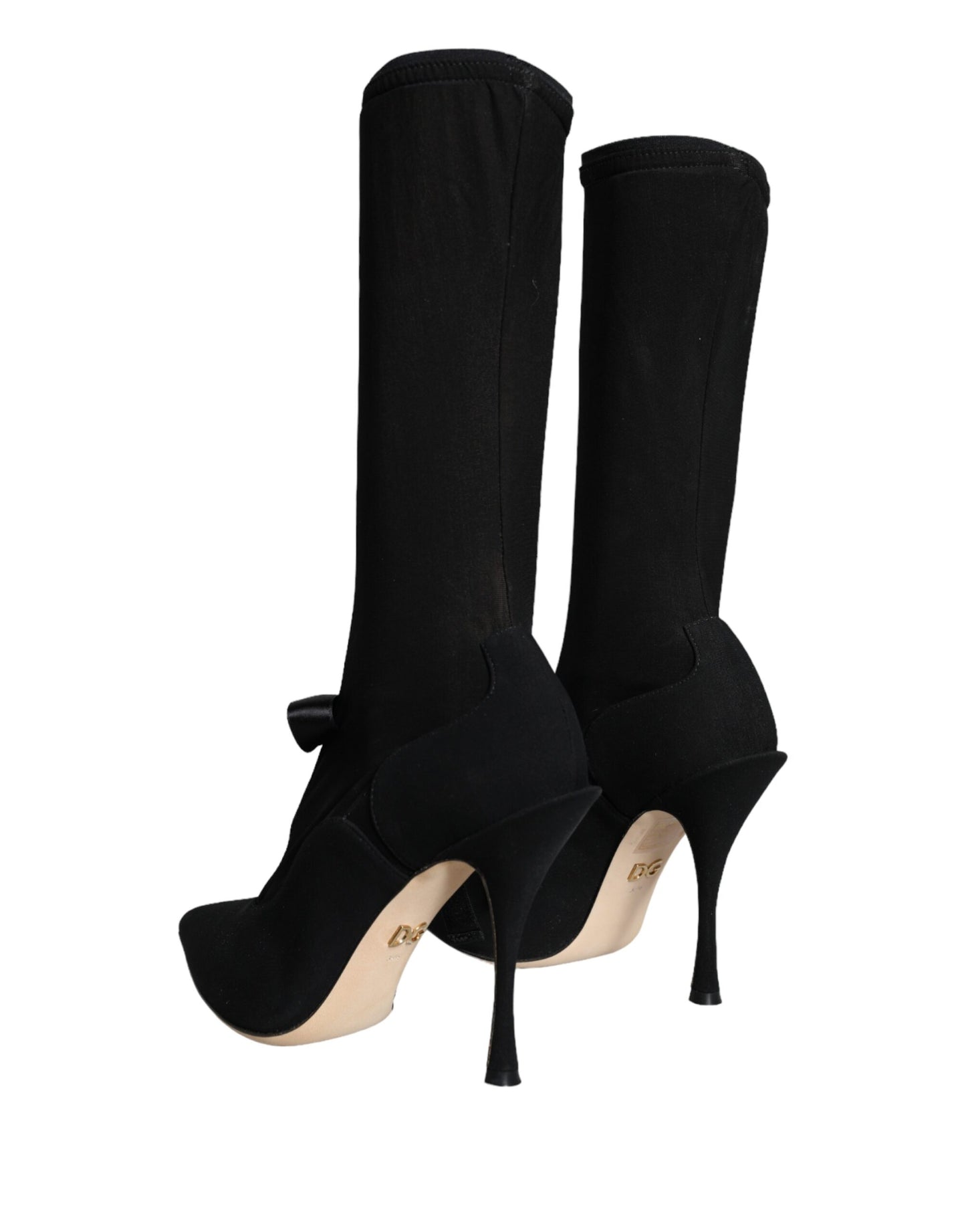 Dolce &amp; Gabbana Black Stiletto Heels Mid Calf Boots Shoes