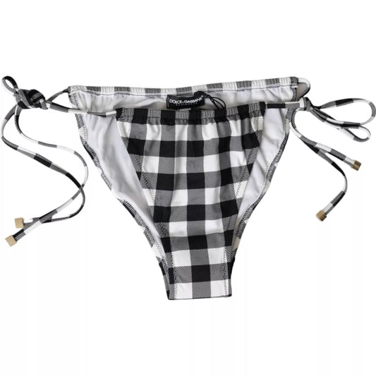 Dolce &amp; Gabbana Black White Check Swimwear Swim Trunks Bottom Bikini