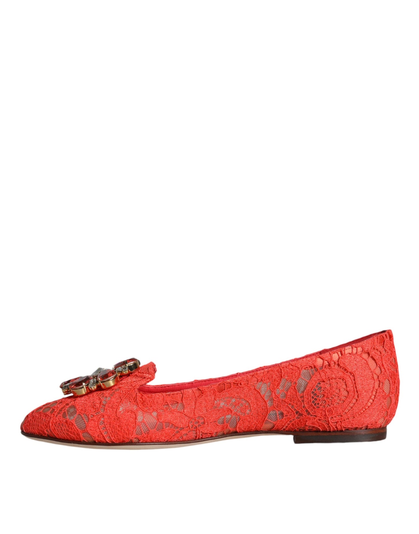 Dolce & Gabbana Koralle Spitze Kristall Ballett Flats Loafers Schuhe