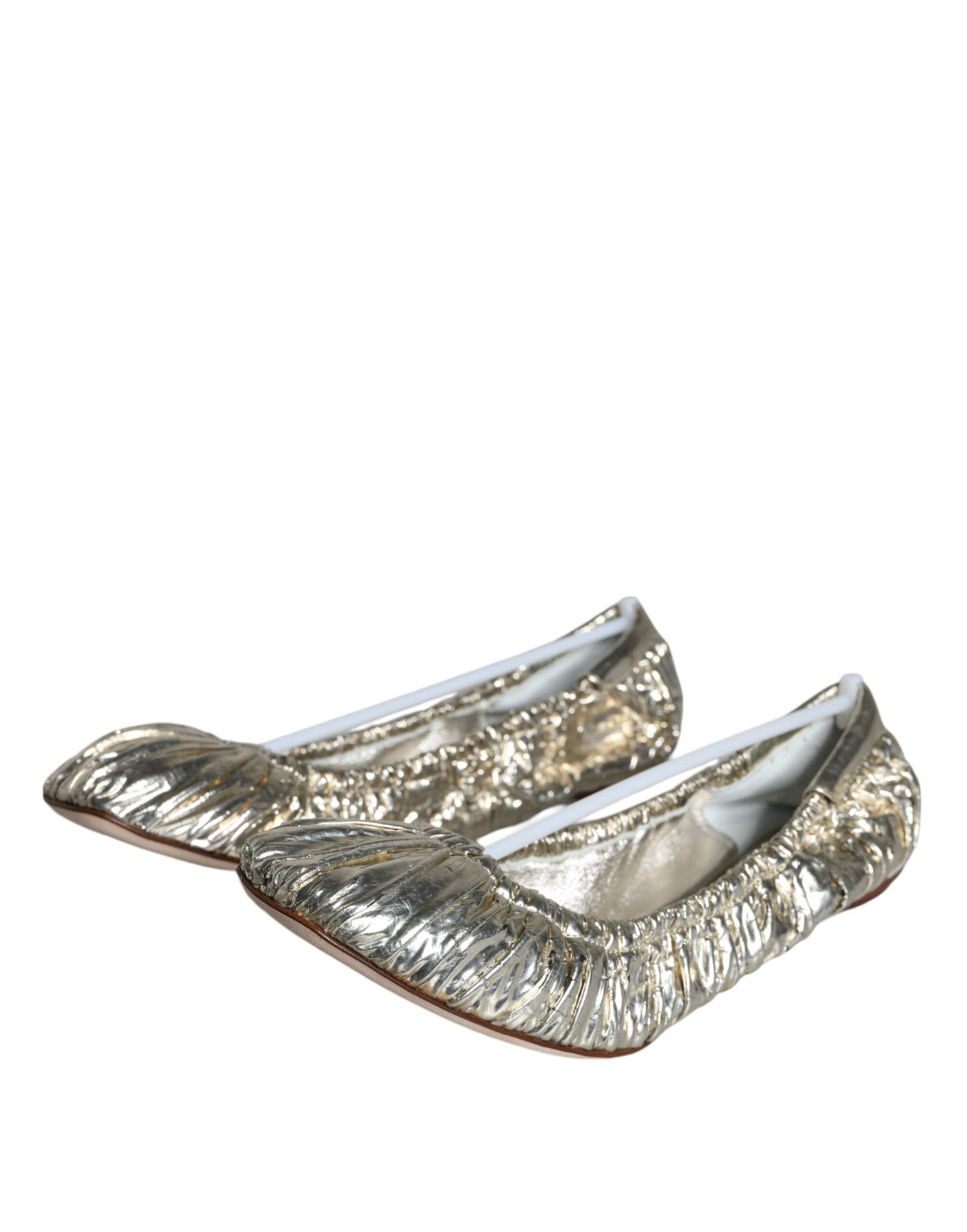 Dolce &amp; Gabbana hopeiset kiiltonahkaiset Scrunch Ballet Flats -kengät