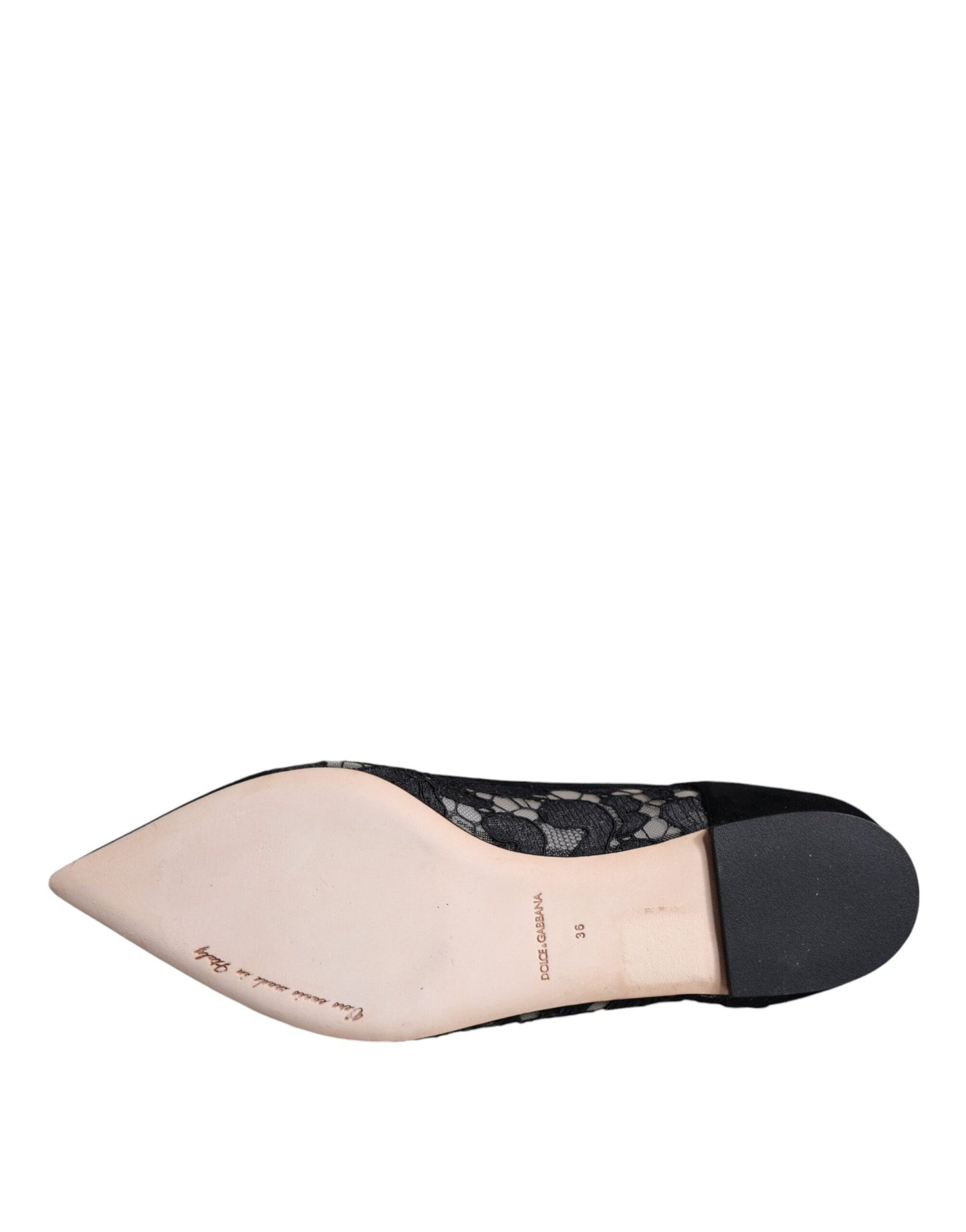 Dolce & Gabbana Schwarz Taormina Spitze Bellucci Flats Schuhe