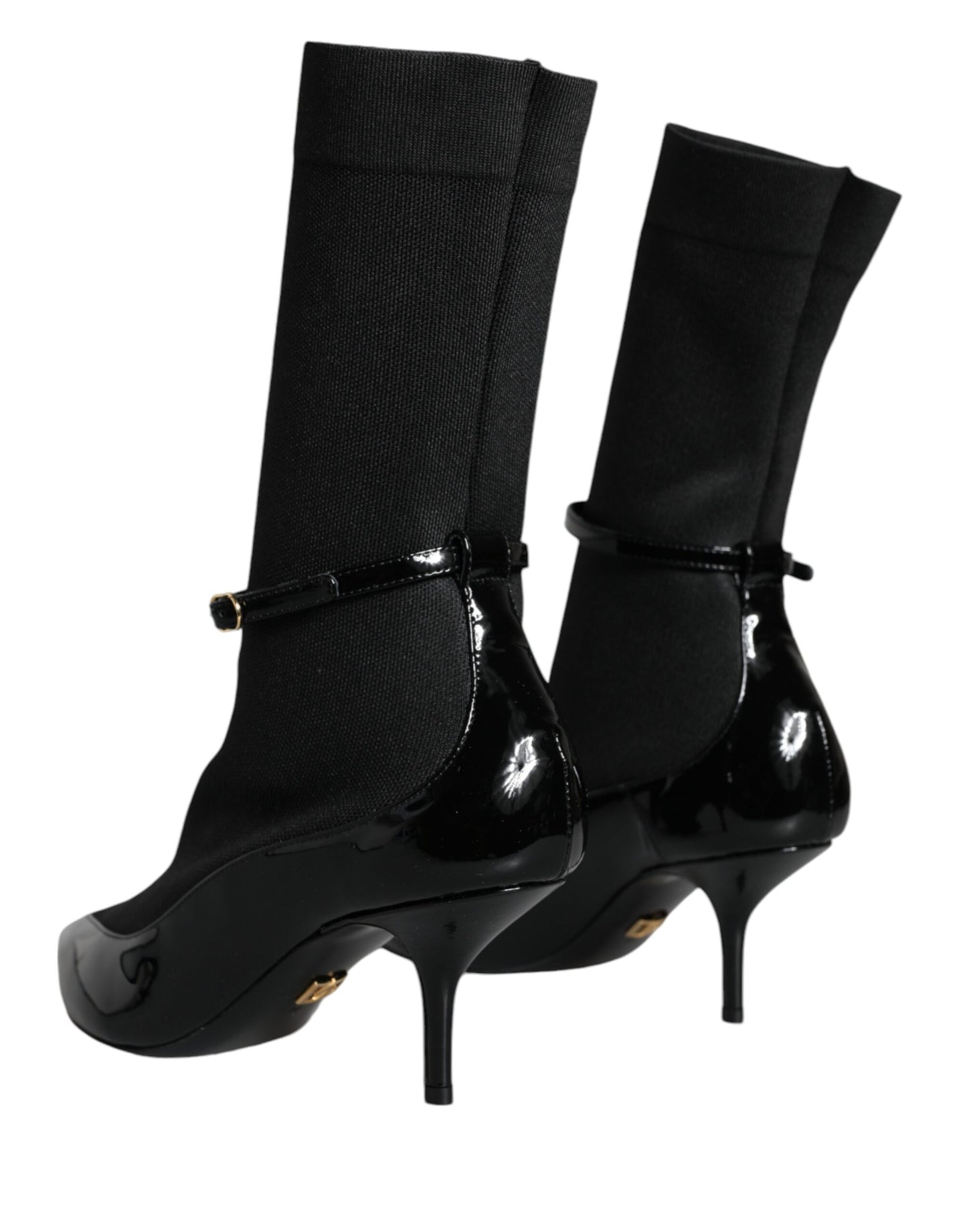 Dolce & Gabbana Schwarz Leder Stilettos Booties Socken Schuhe