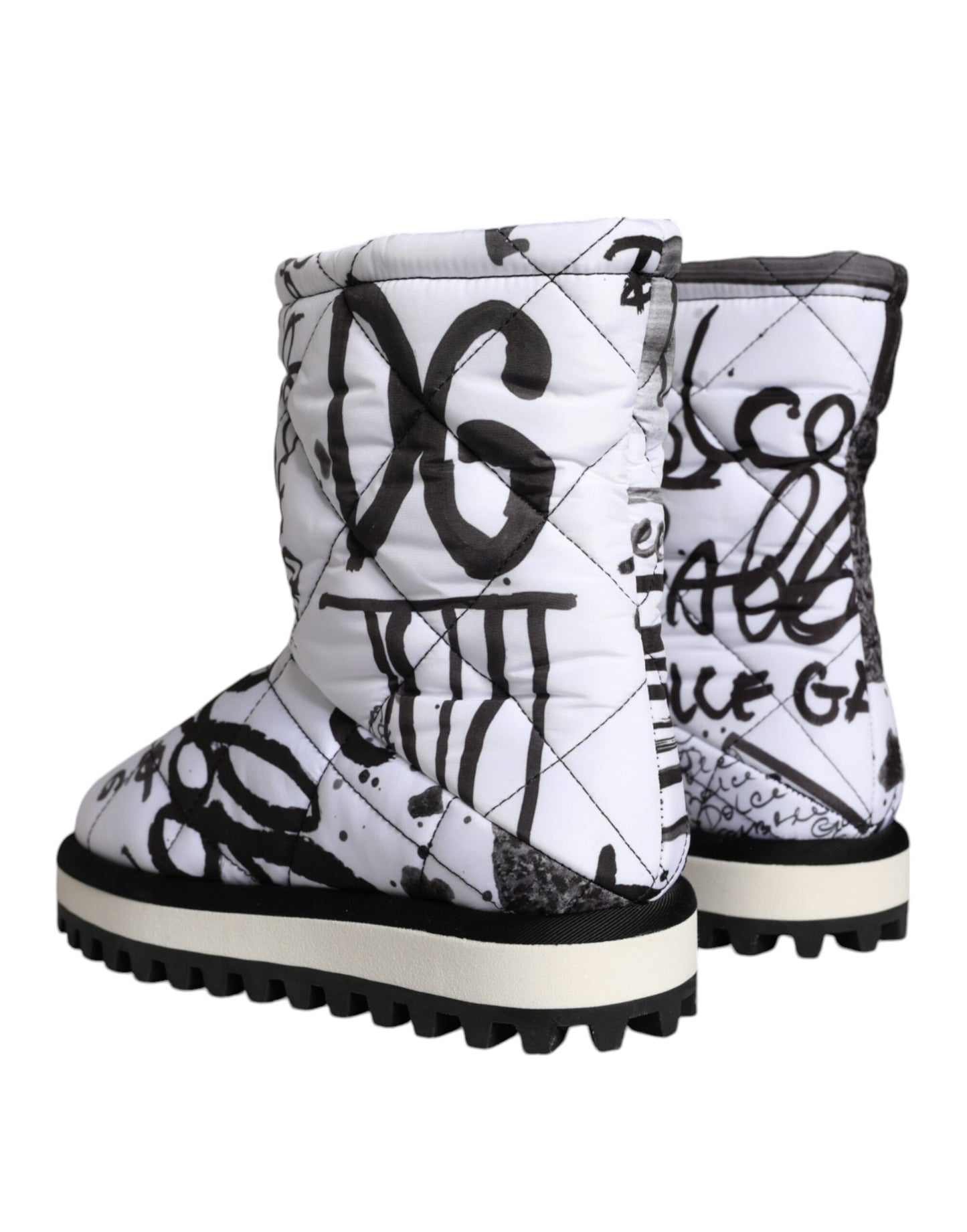 Dolce & Gabbana Weiße gepolsterte Logo Print Mid Calf Stiefel Schuhe