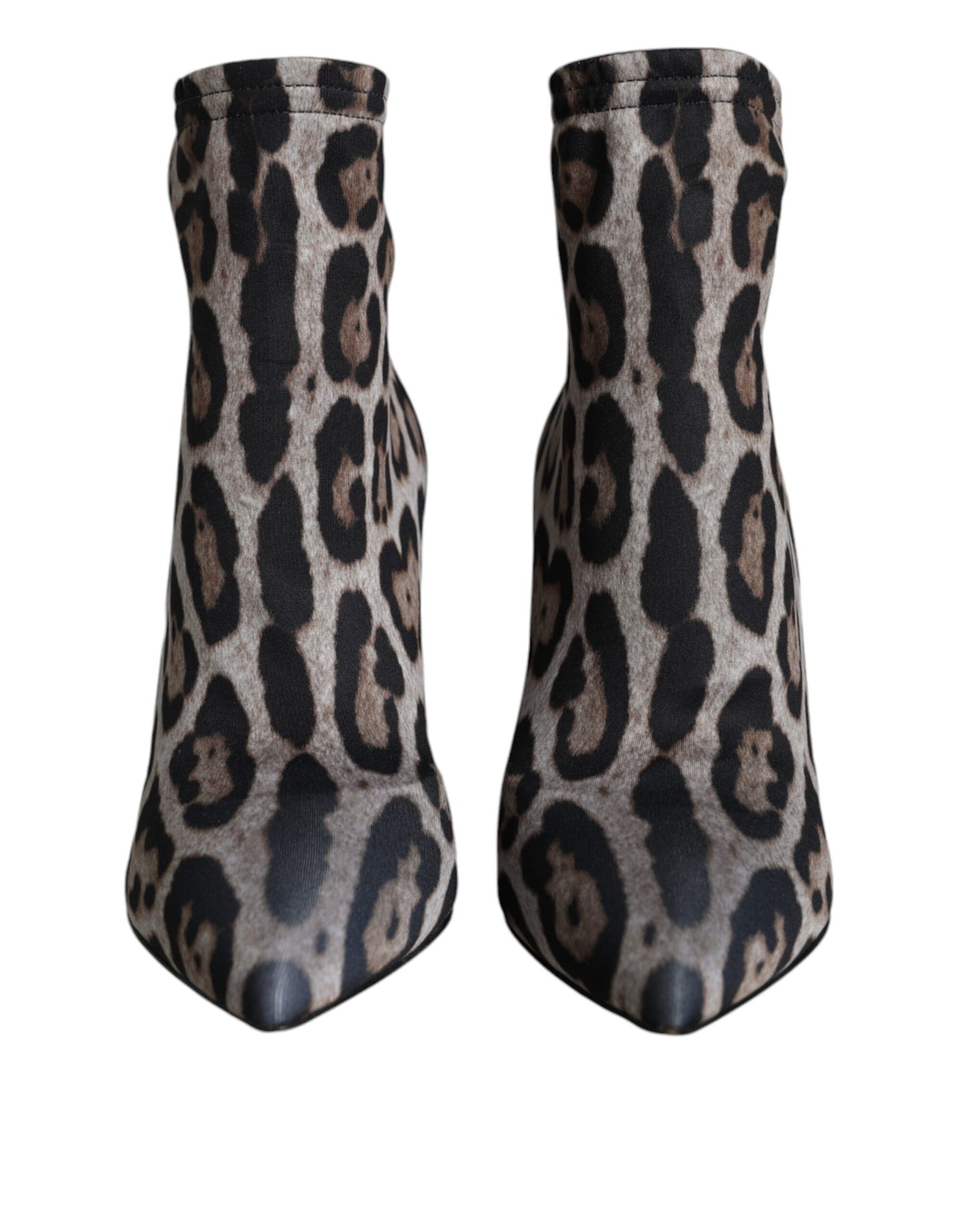 Dolce & Gabbana Graue Leopard Stretch Heels Stiefeletten Schuhe