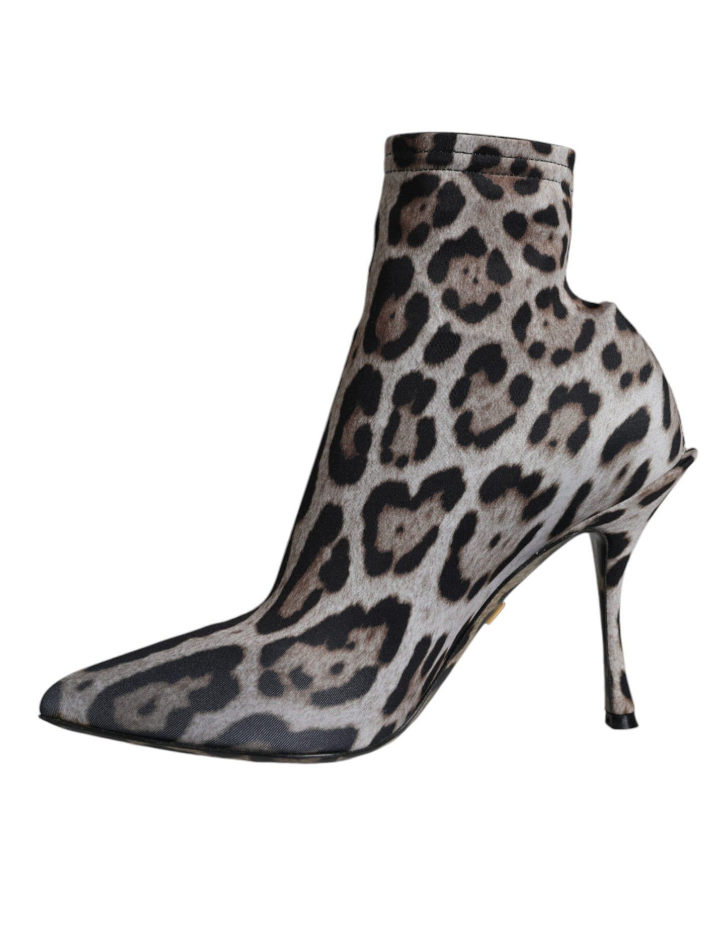 Dolce & Gabbana Graue Leopard Stretch Heels Stiefeletten Schuhe