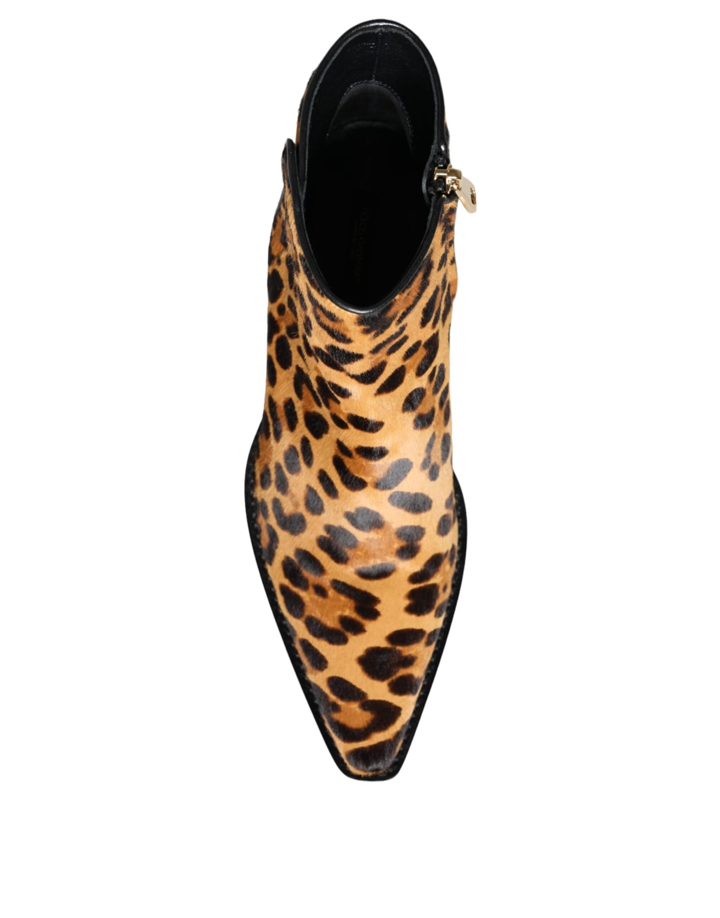 Dolce & Gabbana Braun Leopard Kalb Pelz Ankle Stiefel Schuhe