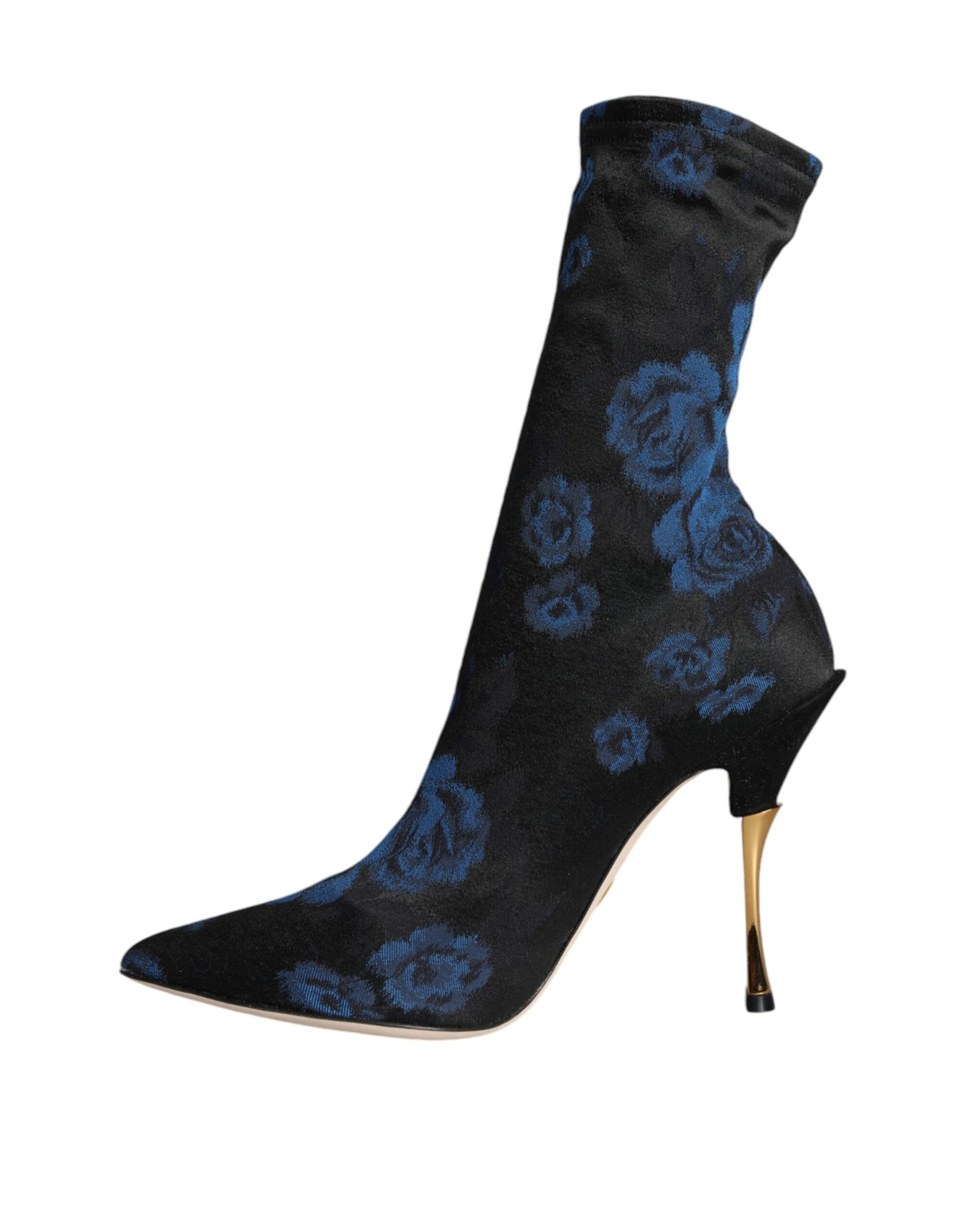 Dolce & Gabbana Schwarz Floral Stretch Mid Calf Stiefel Schuhe