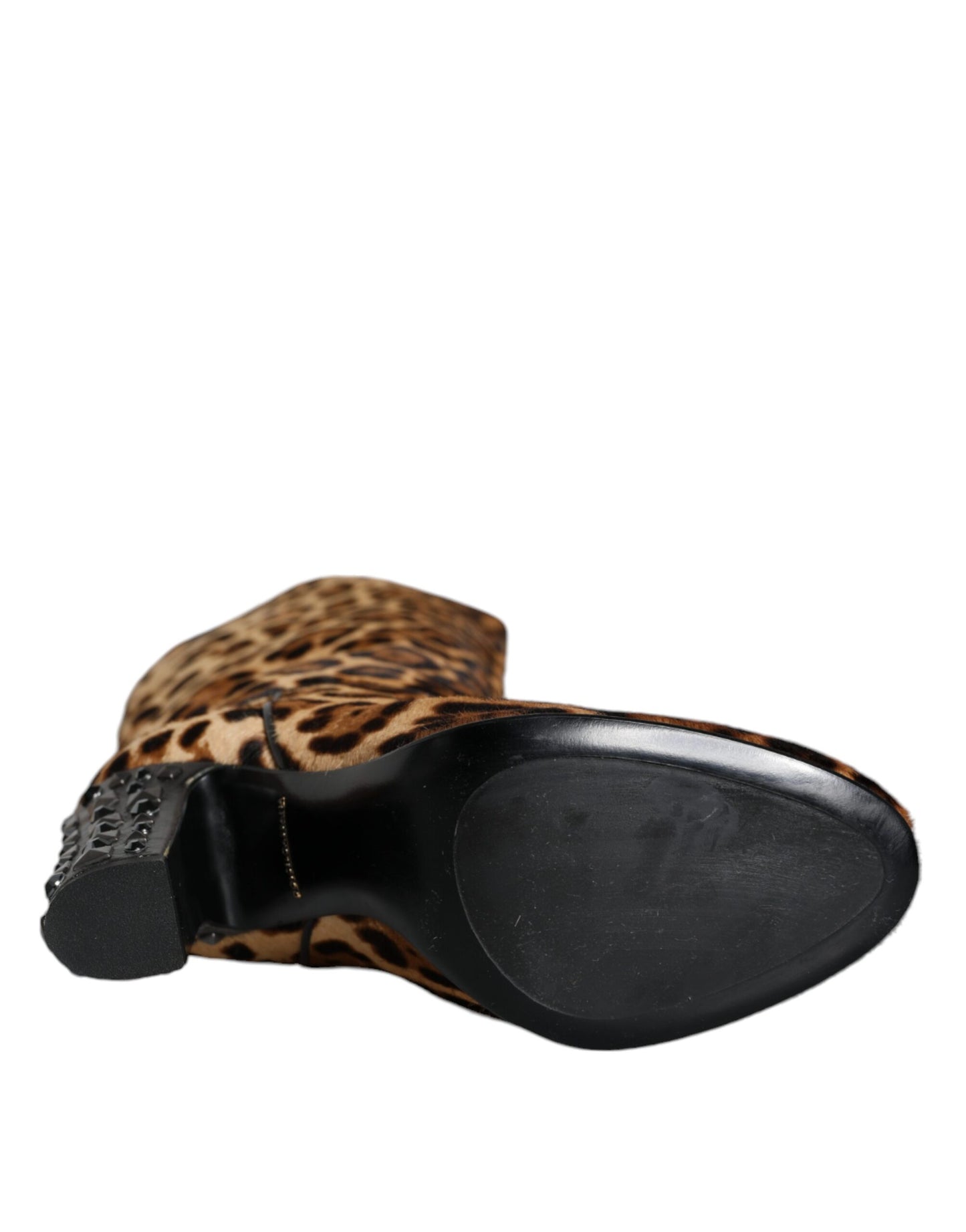 Dolce & Gabbana Beige Schwarz Leopard Kniehohe Stiefel Schuhe