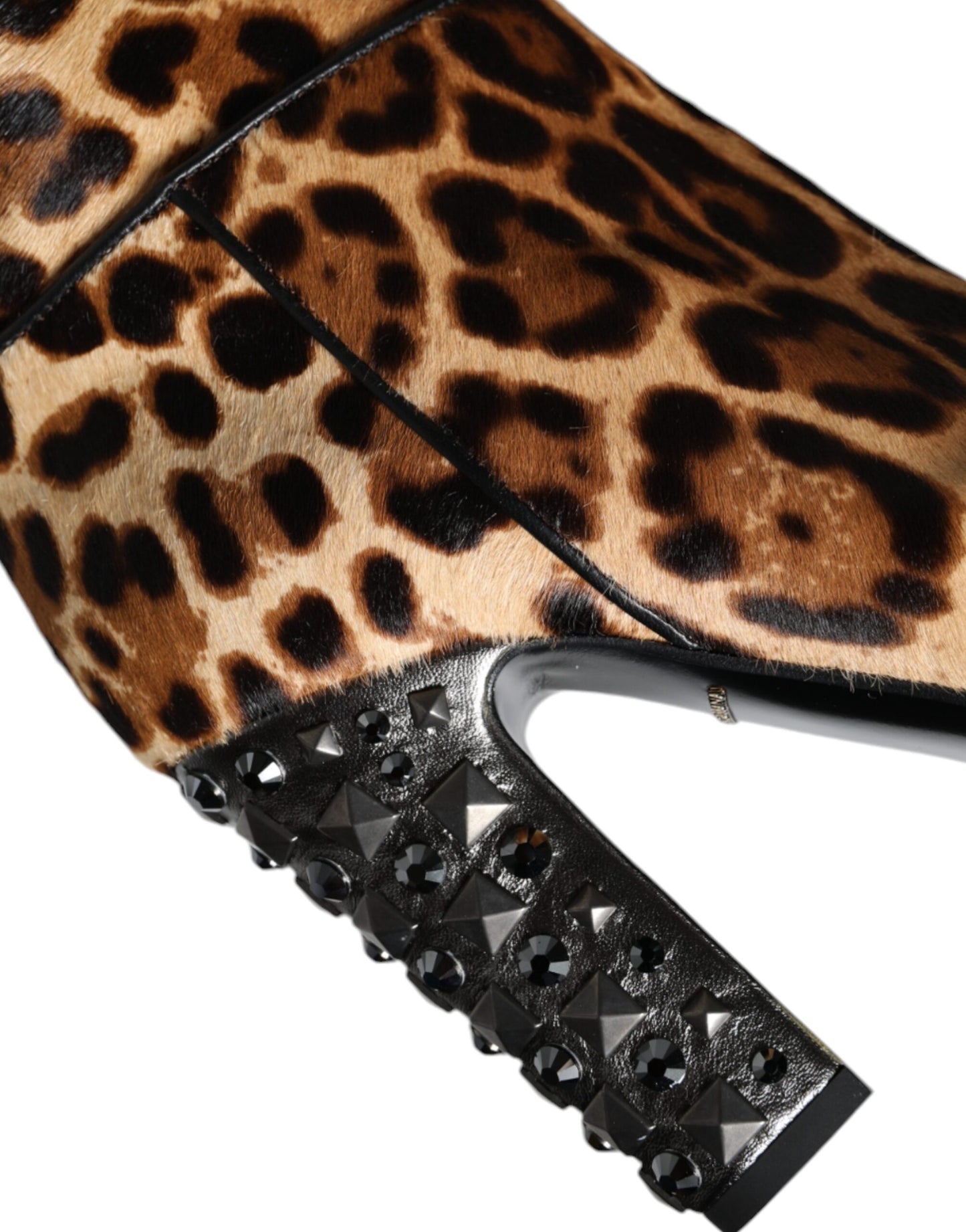 Dolce & Gabbana Beige Schwarz Leopard Kniehohe Stiefel Schuhe