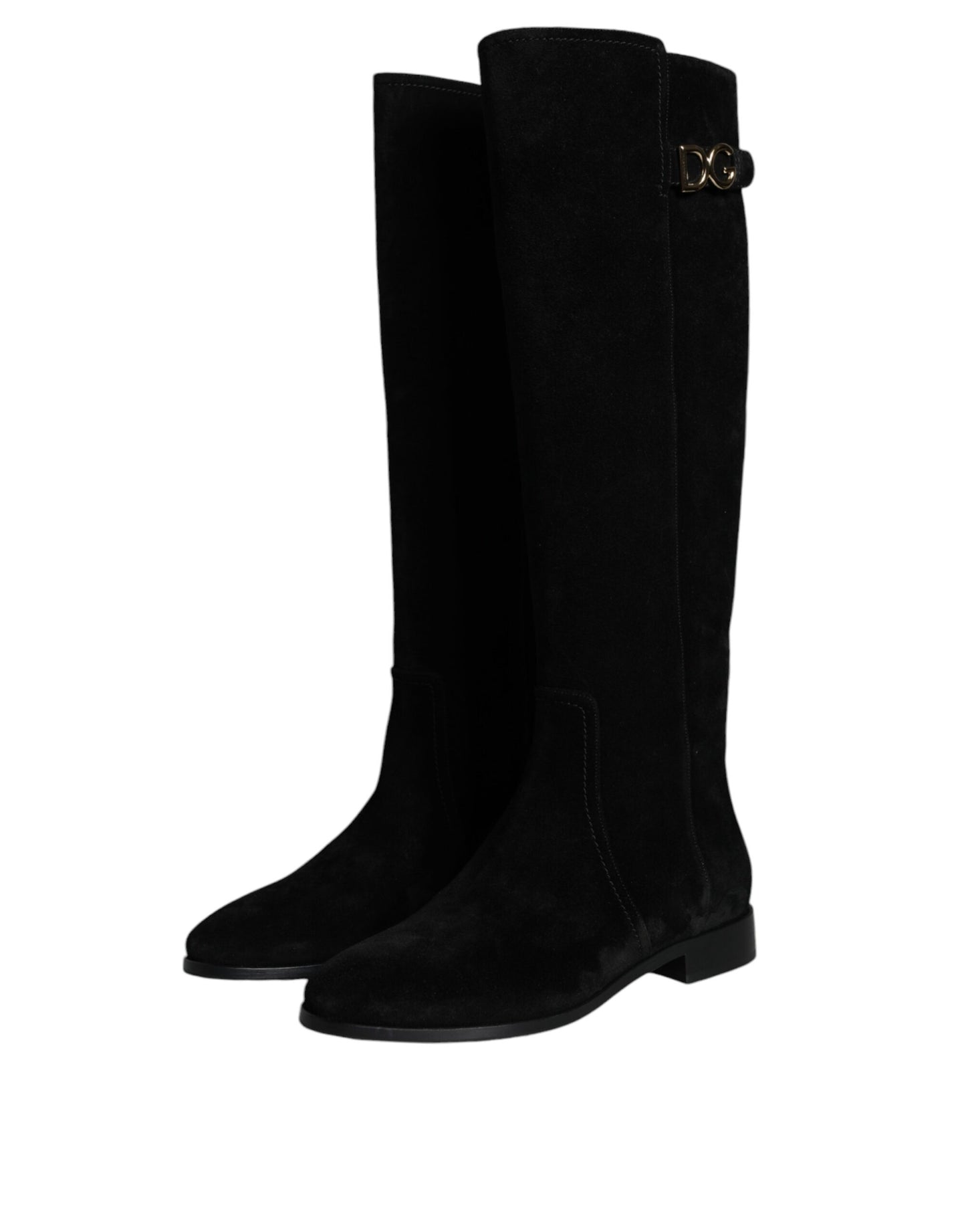 Dolce & Gabbana Schwarze kniehohe Stiefel aus Wildleder Schuhe