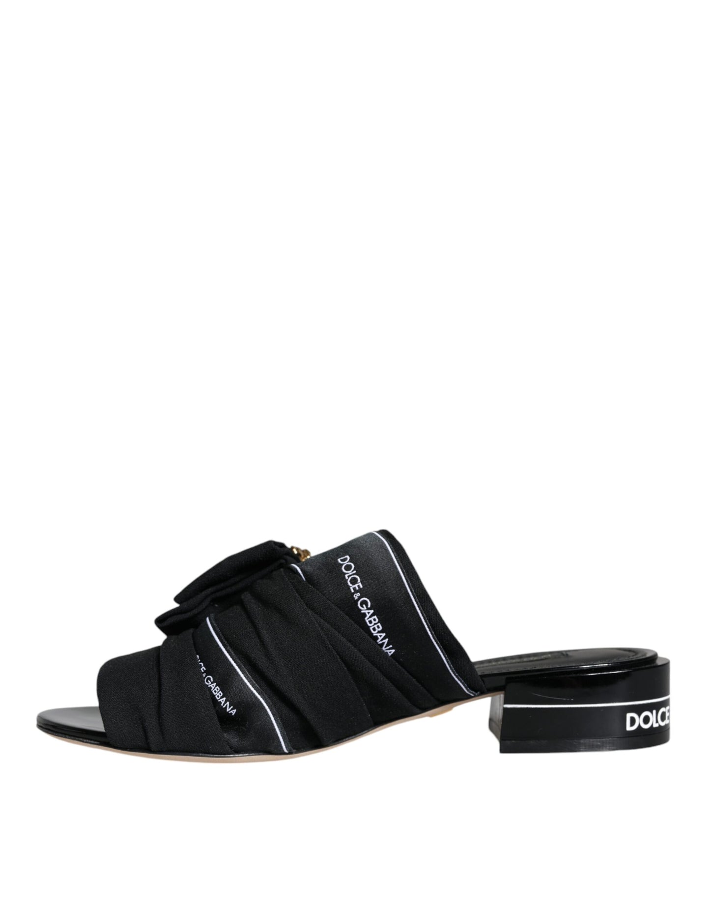 Dolce & Gabbana Schwarz Weiß Crystal Slides Sandalen Schuhe