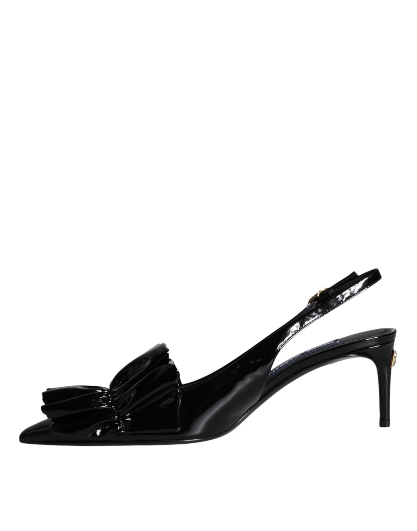 Dolce & Gabbana Schwarze Lackleder Heels Slingback Schuhe