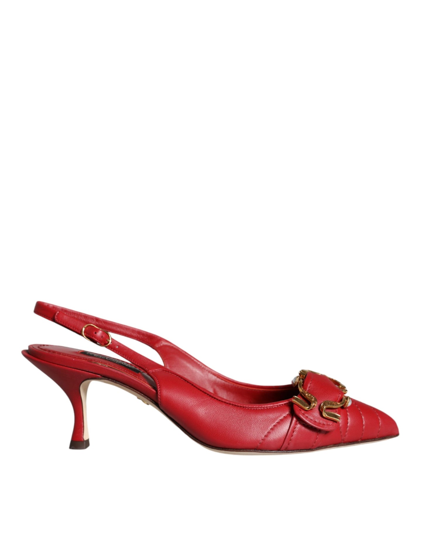 Dolce & Gabbana Rote Devotion Leder Heels Slingback Schuhe