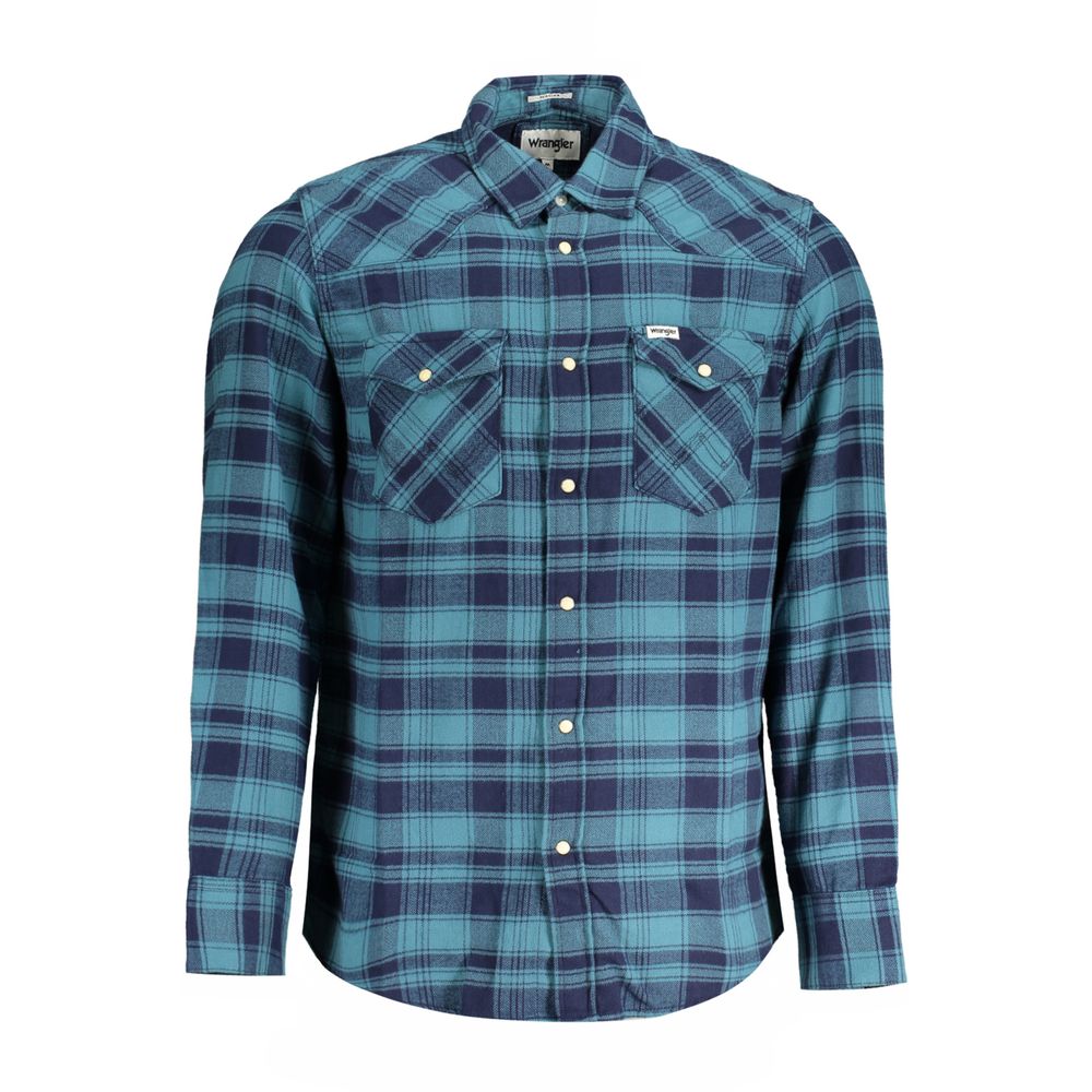 Wrangler Blaues Baumwollhemd