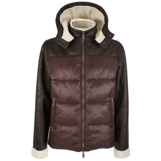 Yes Zee Brown Nylon Quilted Jacket for Men