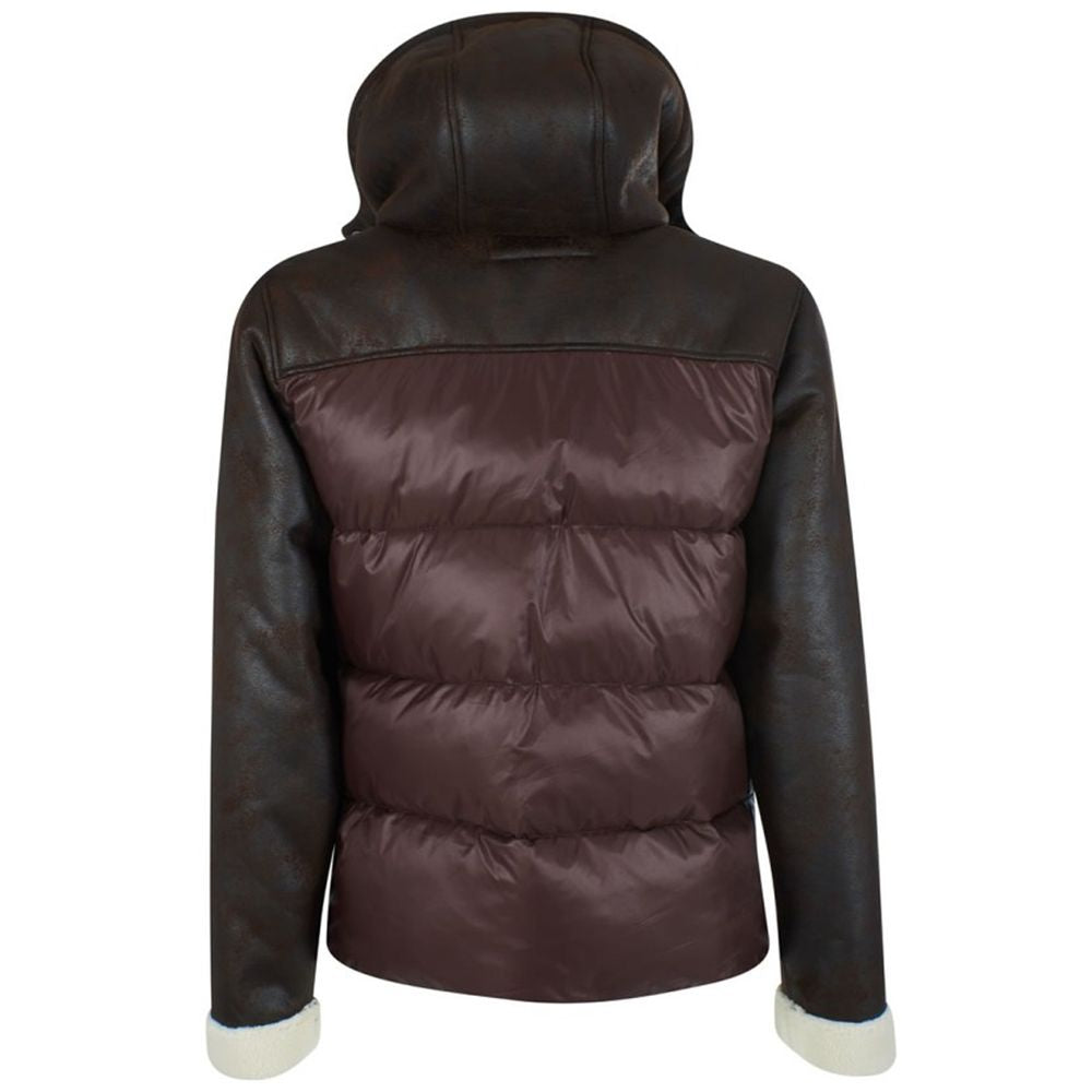 Yes Zee Brown Nylon Quilted Jacket for Men