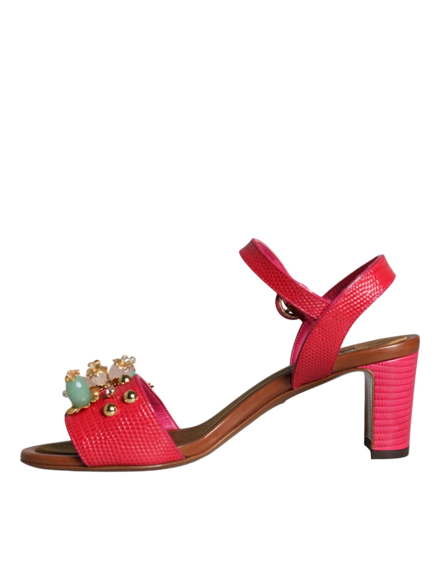 Dolce & Gabbana Fuchsia Leder verschönert Keira Sandalen Schuhe