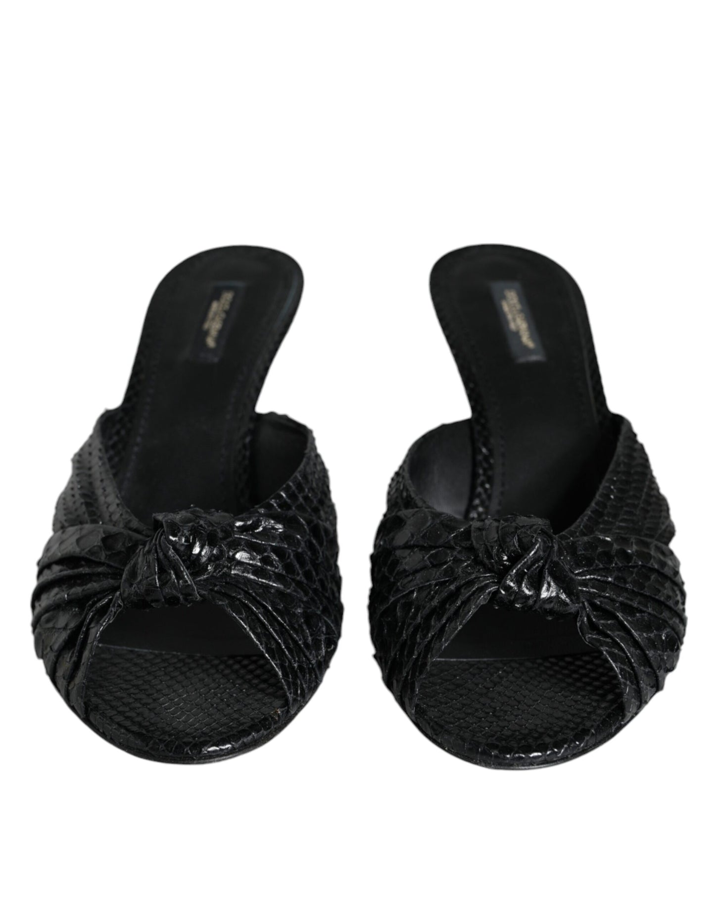 Dolce & Gabbana Schwarz Leder Absätze Sandalen Schuhe