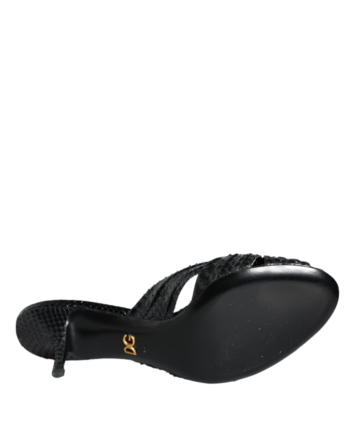 Dolce & Gabbana Schwarz Leder Absätze Sandalen Schuhe