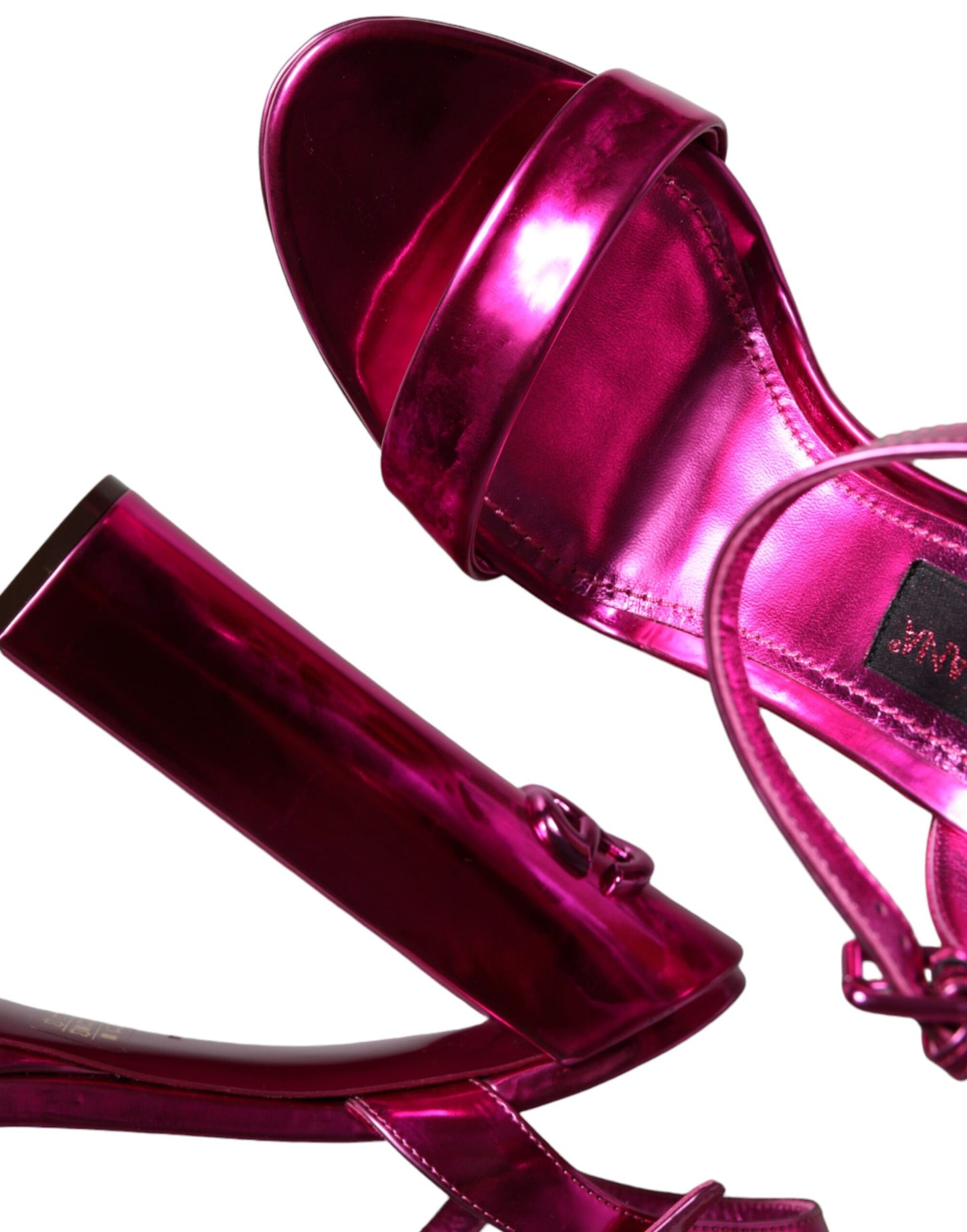 Dolce & Gabbana Fuchsia Leder Plateau Logo Keira Sandalen Schuhe