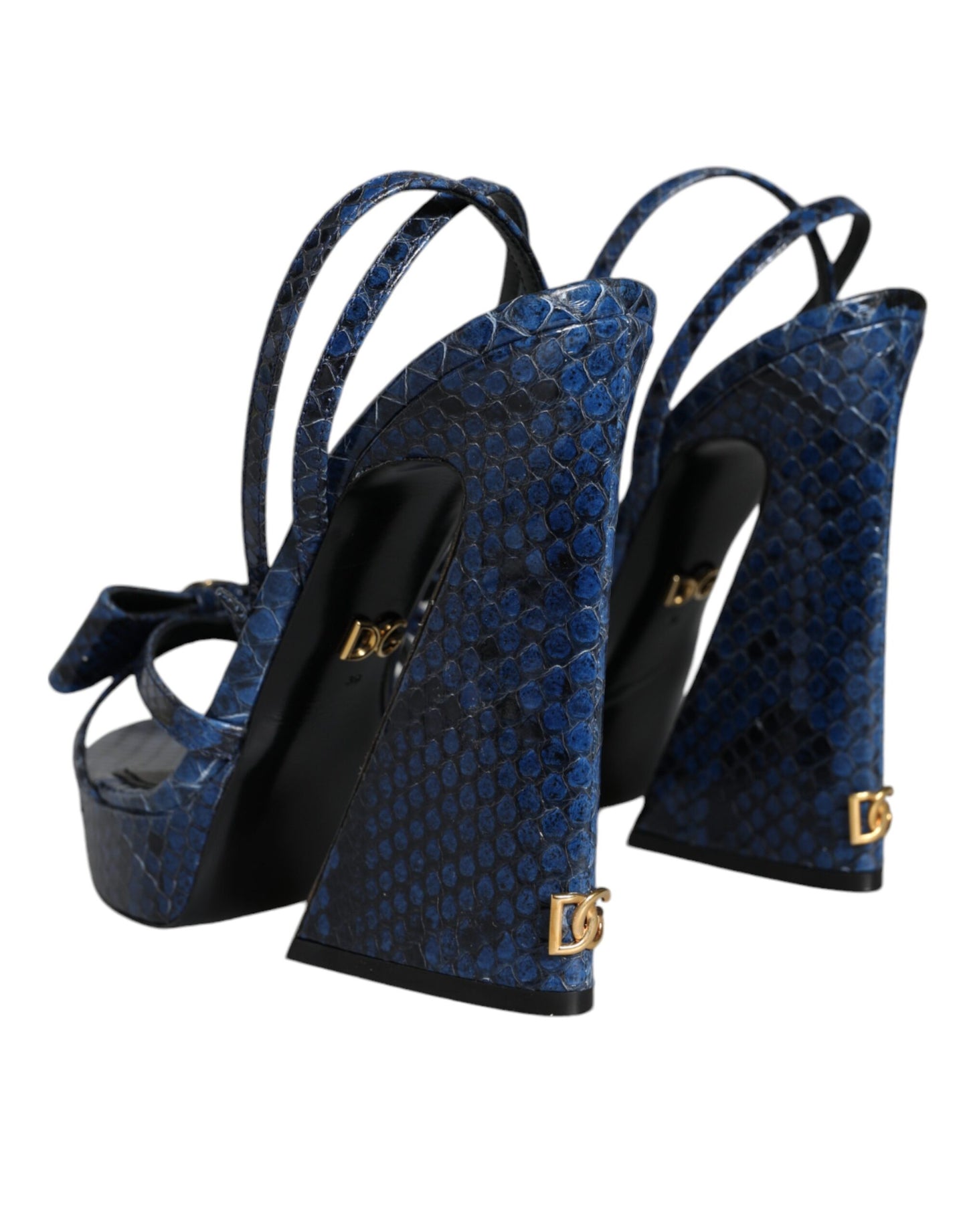 Dolce & Gabbana Blaue Leder Knöchelriemen Heels Sandalen Schuhe