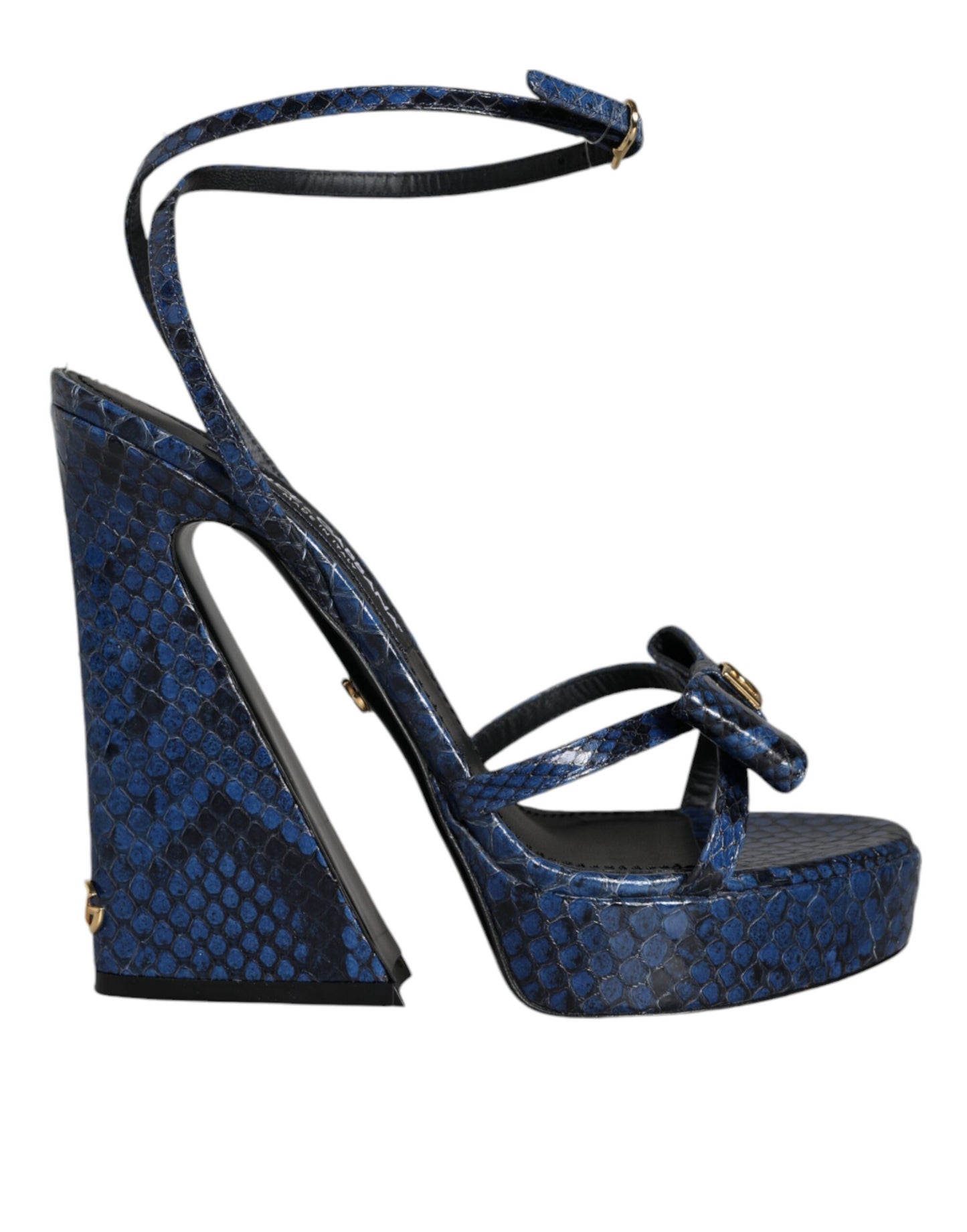 Dolce & Gabbana Blaue Leder Knöchelriemen Heels Sandalen Schuhe