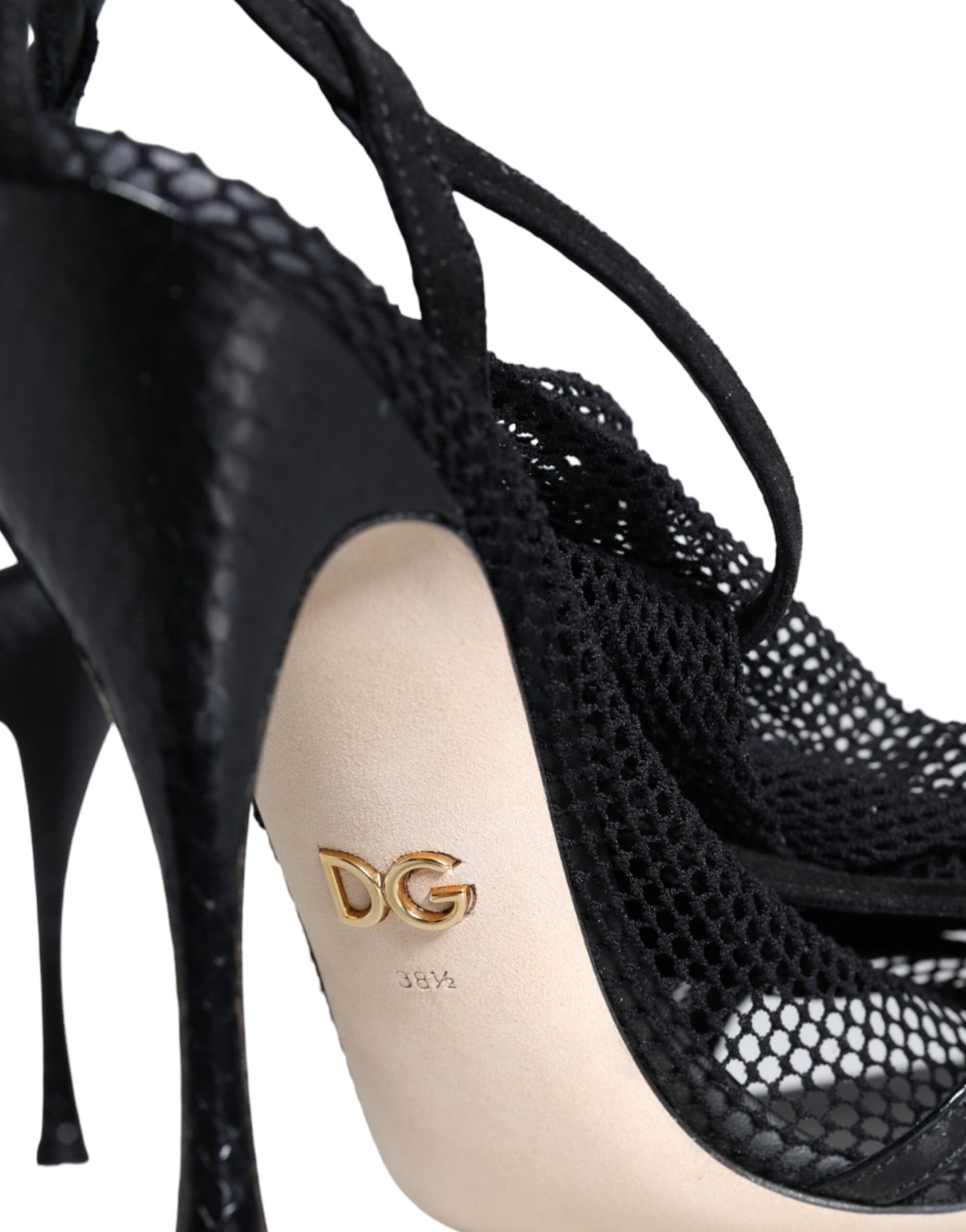 Dolce & Gabbana Schwarz Mesh Stiletto Heels Sandalen Schuhe