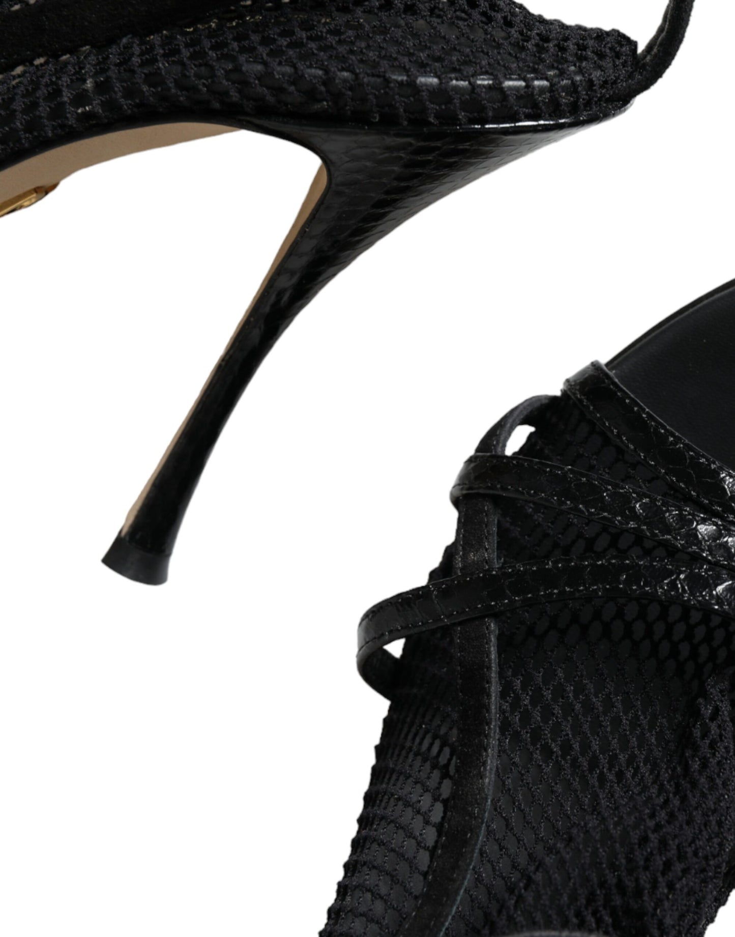 Dolce & Gabbana Schwarz Mesh Stiletto Heels Sandalen Schuhe