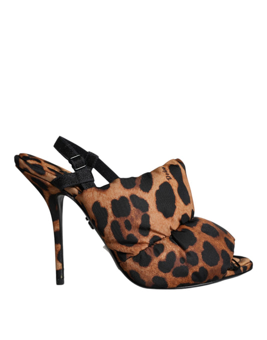 Dolce & Gabbana Braun Leopard Keira Slingback Sandalen Schuhe