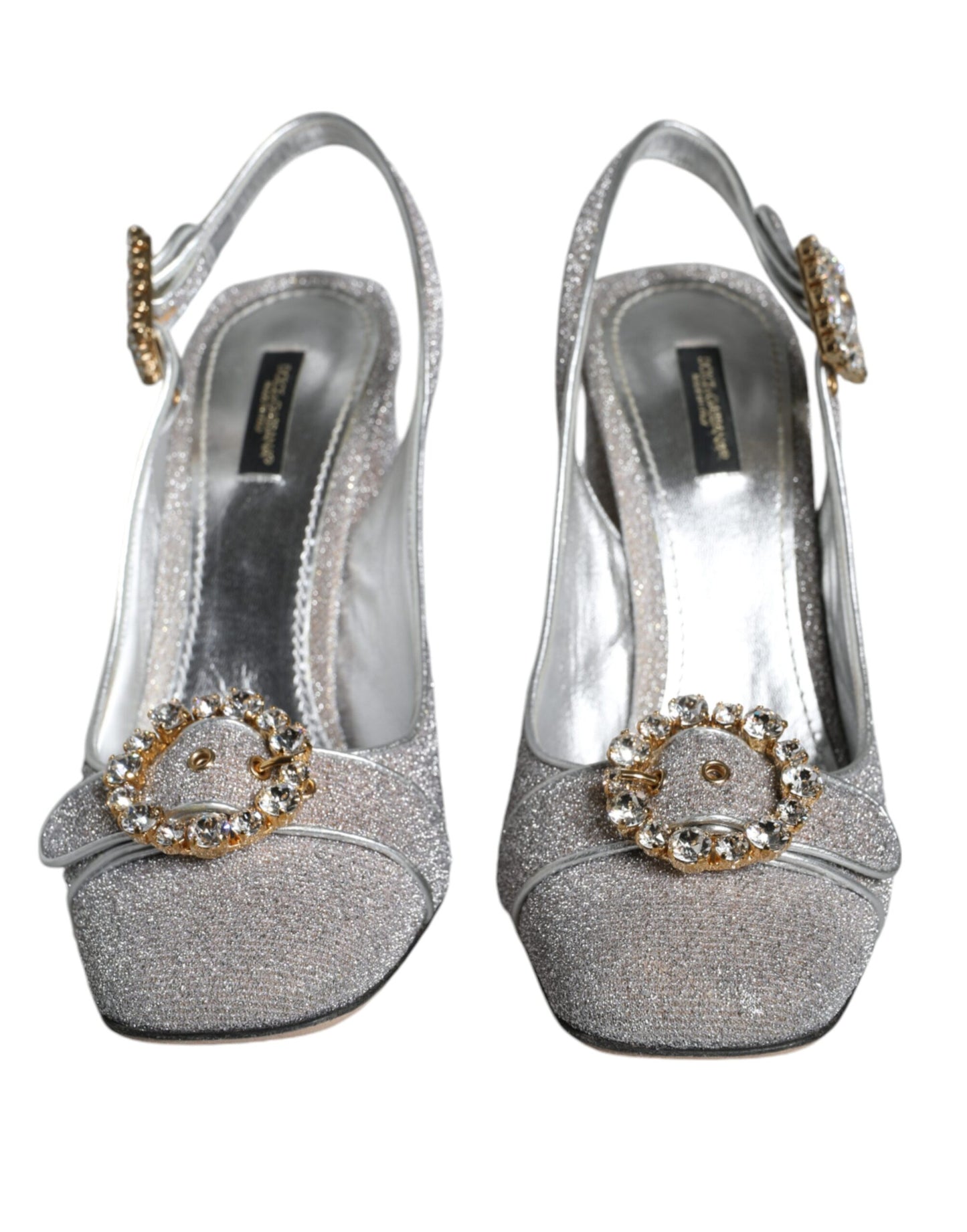 Dolce &amp; Gabbana Silver Crystal Slingback Heels Sandals -kengät