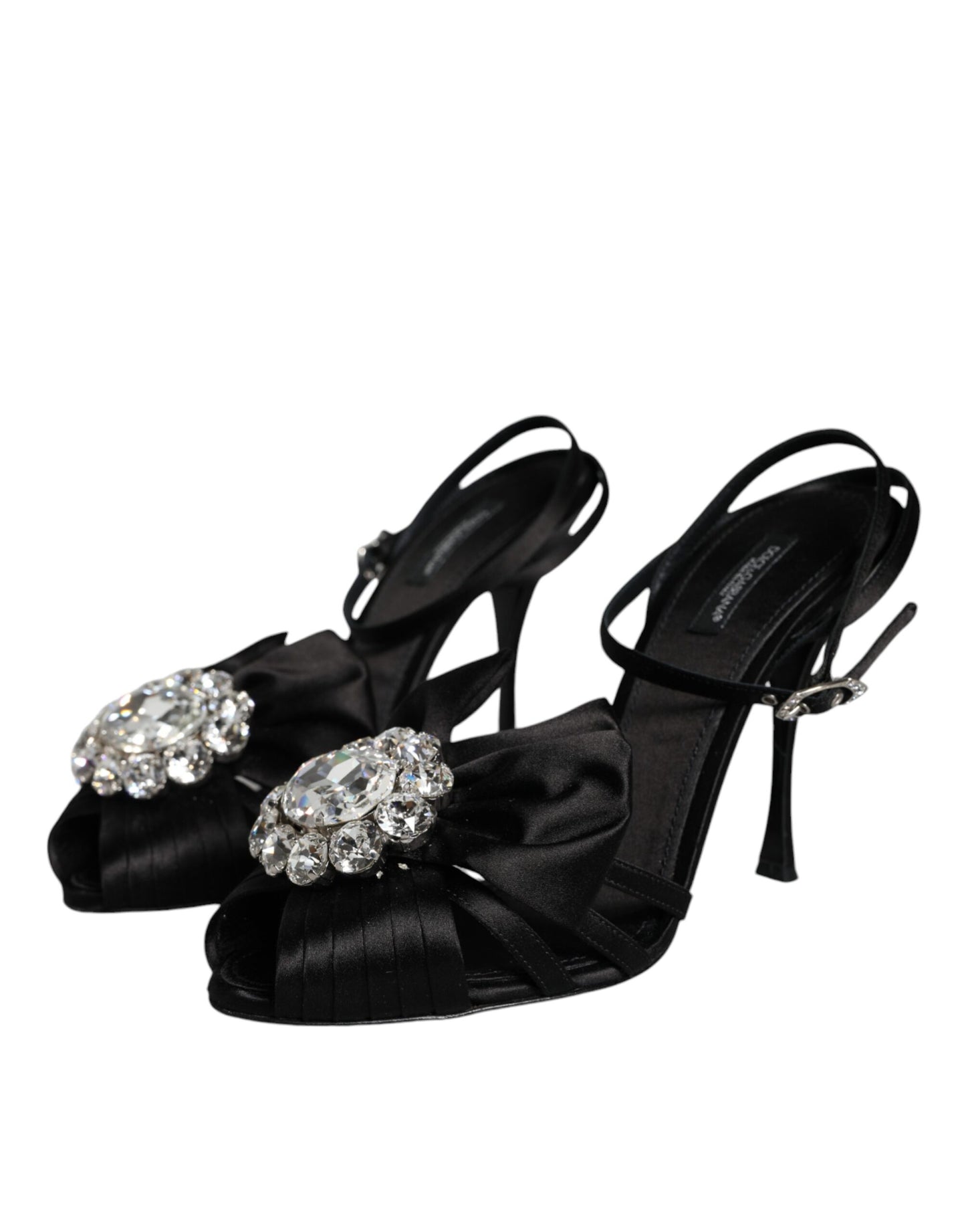 Dolce &amp; Gabbana Black Crystal Ankle Strap Sandals -kengät