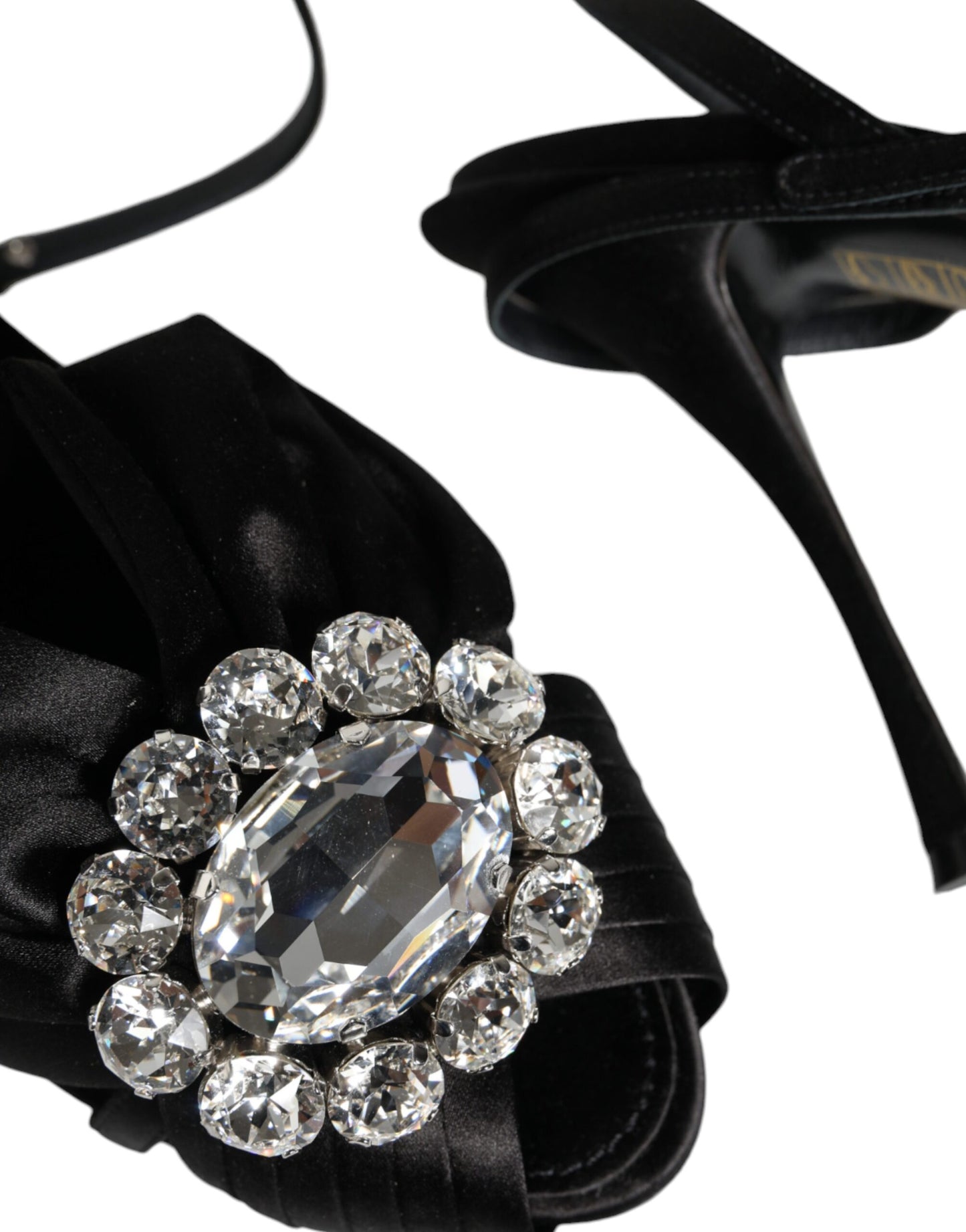 Dolce &amp; Gabbana Black Crystal Ankle Strap Sandals -kengät