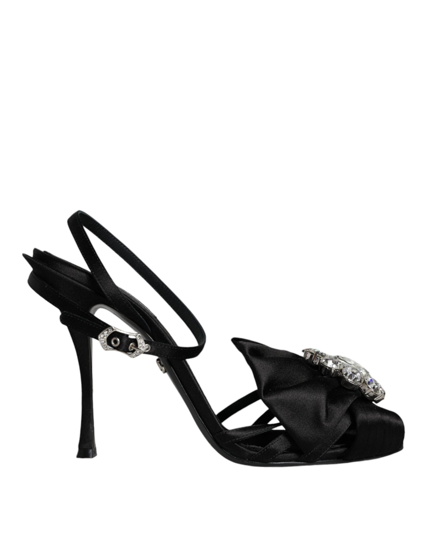 Dolce &amp; Gabbana Black Crystal Ankle Strap Sandals -kengät