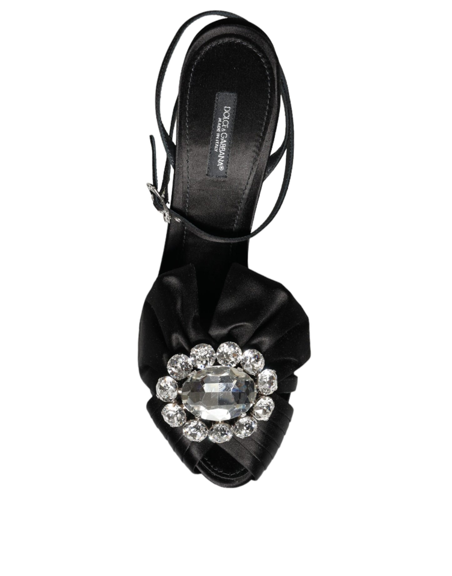 Dolce &amp; Gabbana Black Crystal Ankle Strap Sandals -kengät